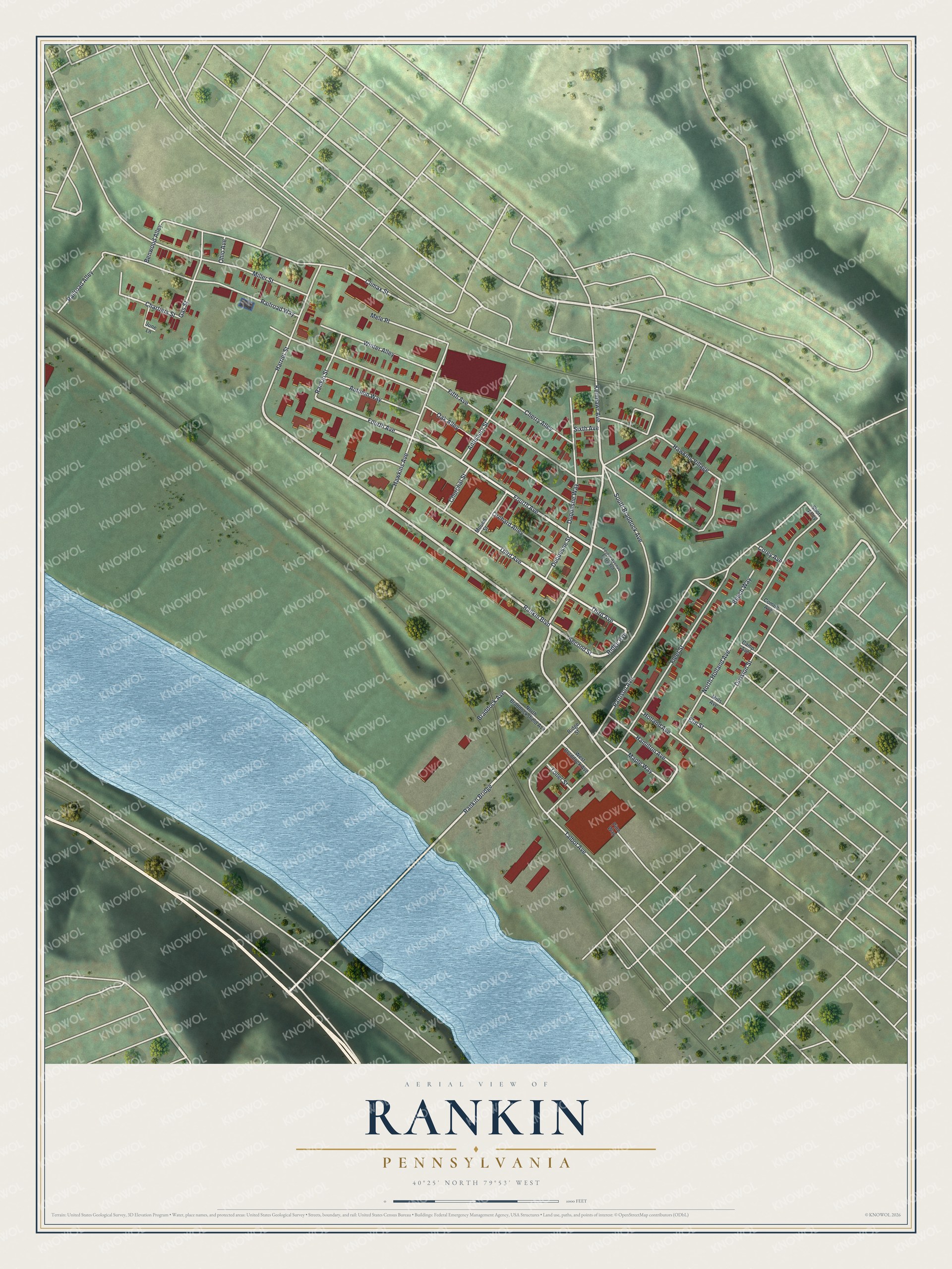 Watermarked full-map preview of Rankin, Pennsylvania