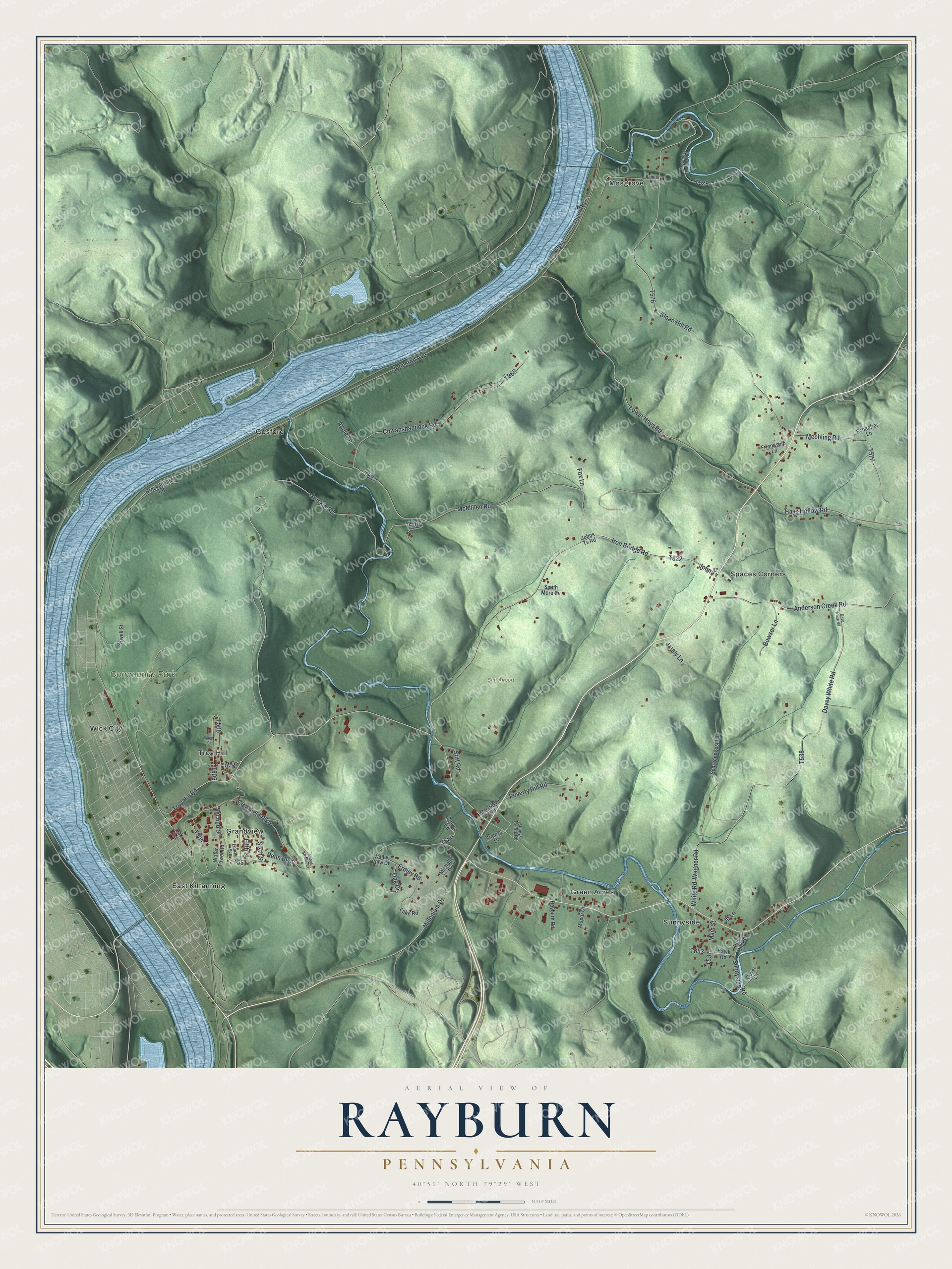 Watermarked full-map preview of Rayburn, Pennsylvania
