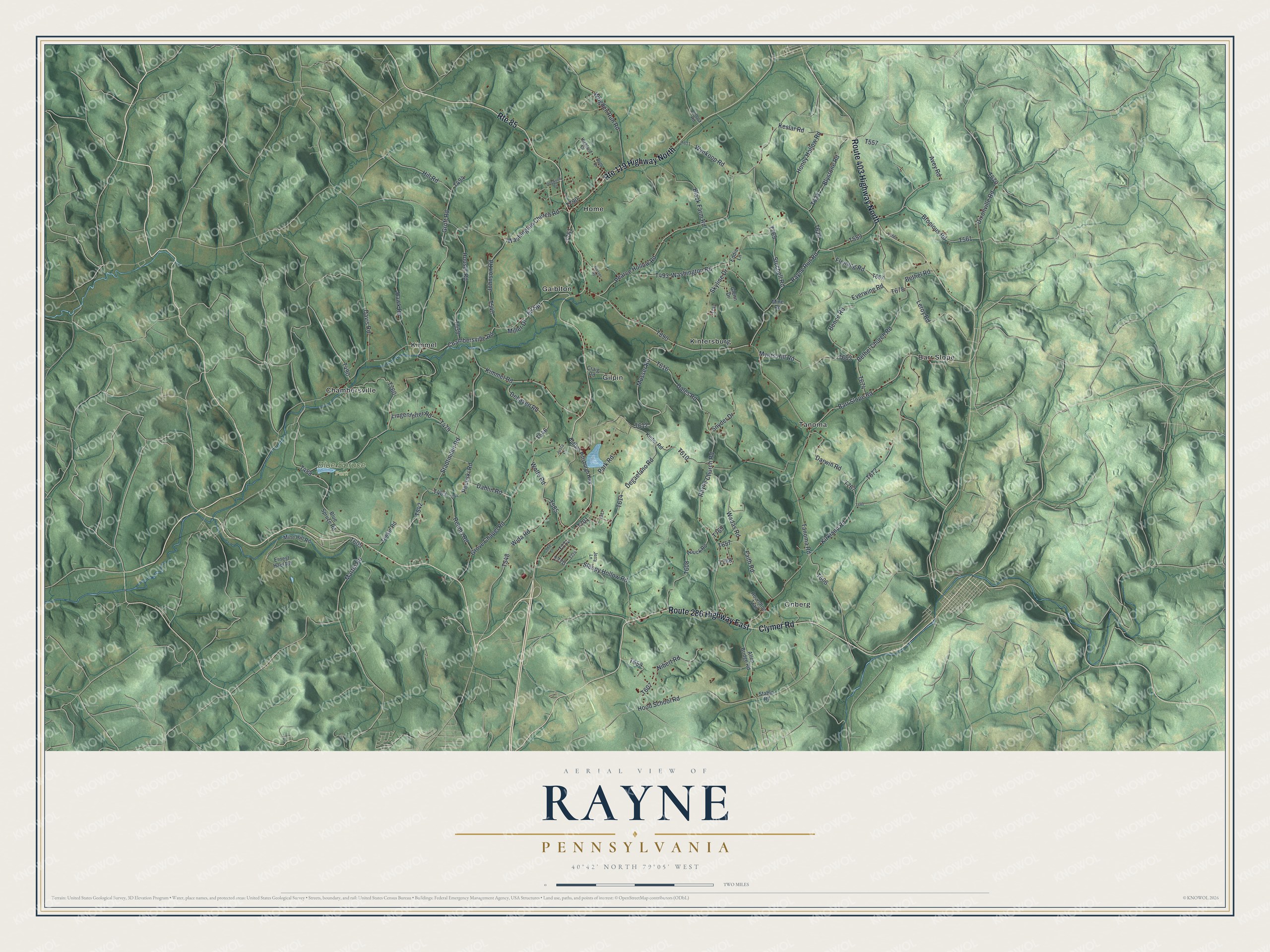 Watermarked full-map preview of Rayne, Pennsylvania