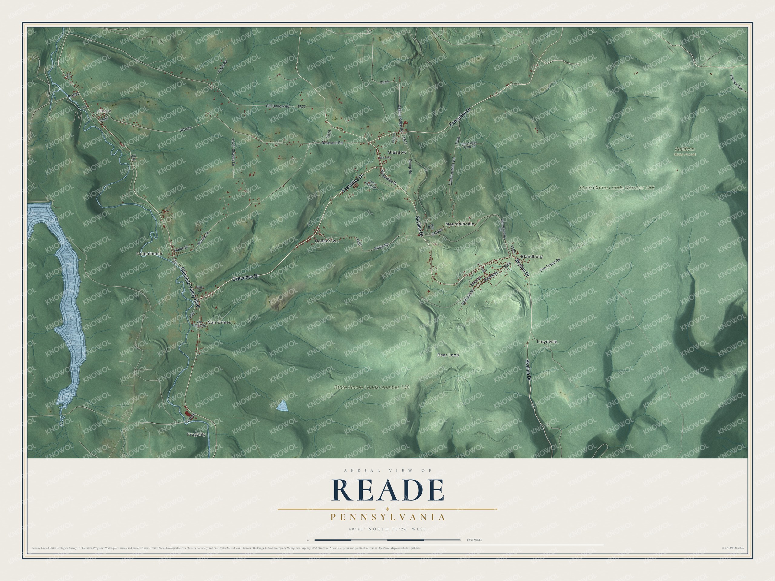 Watermarked full-map preview of Reade, Pennsylvania