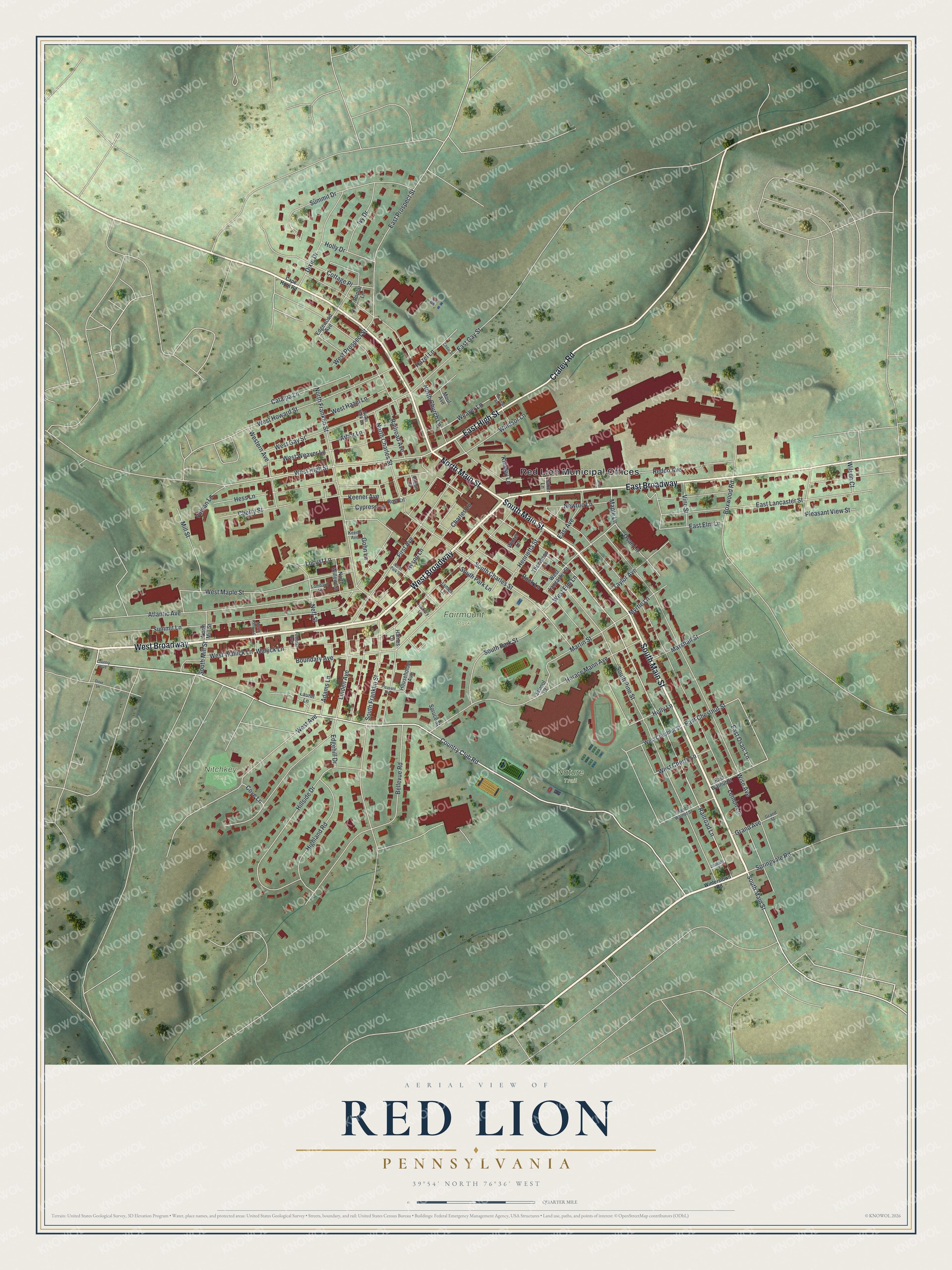Watermarked full-map preview of Red Lion, Pennsylvania