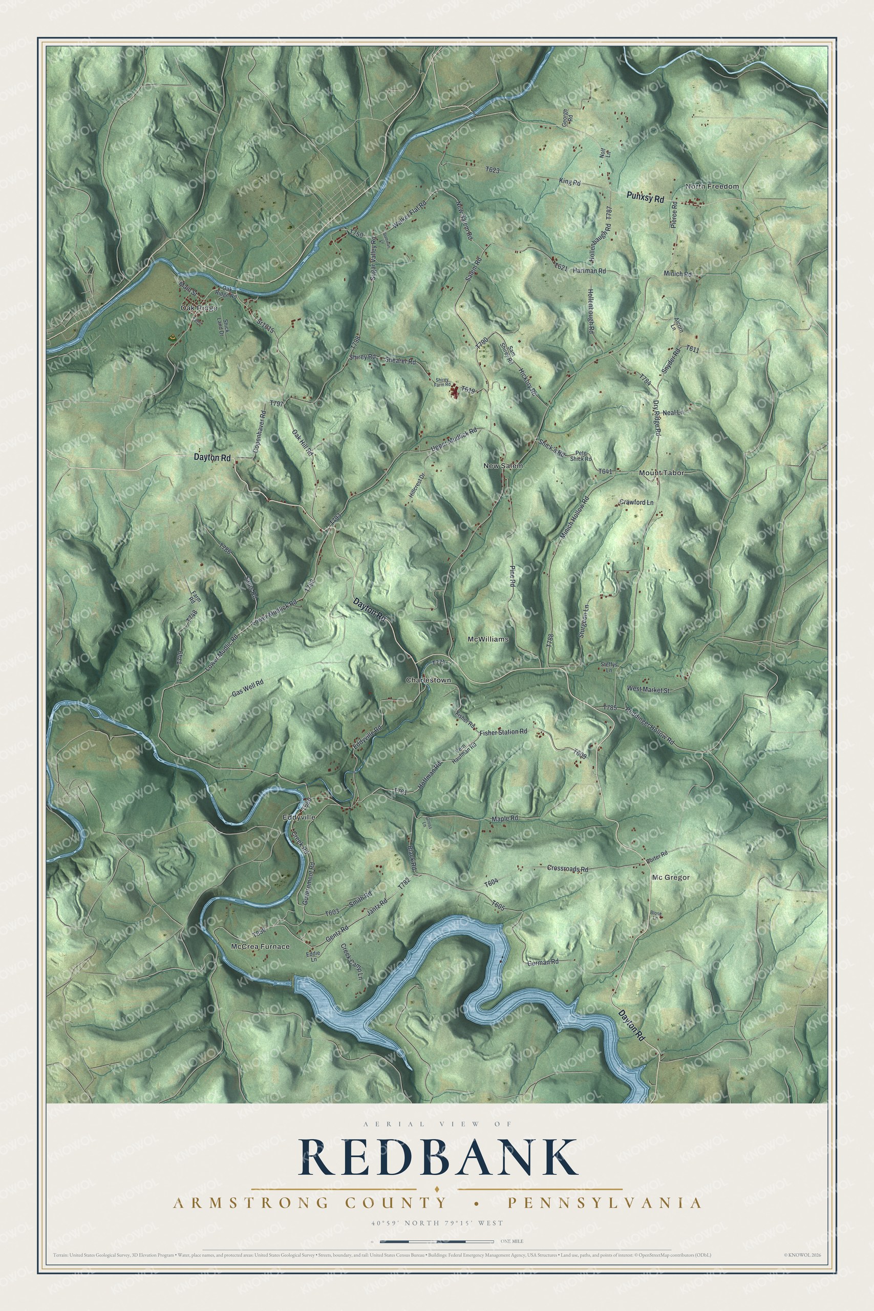Watermarked full-map preview of Redbank, Pennsylvania