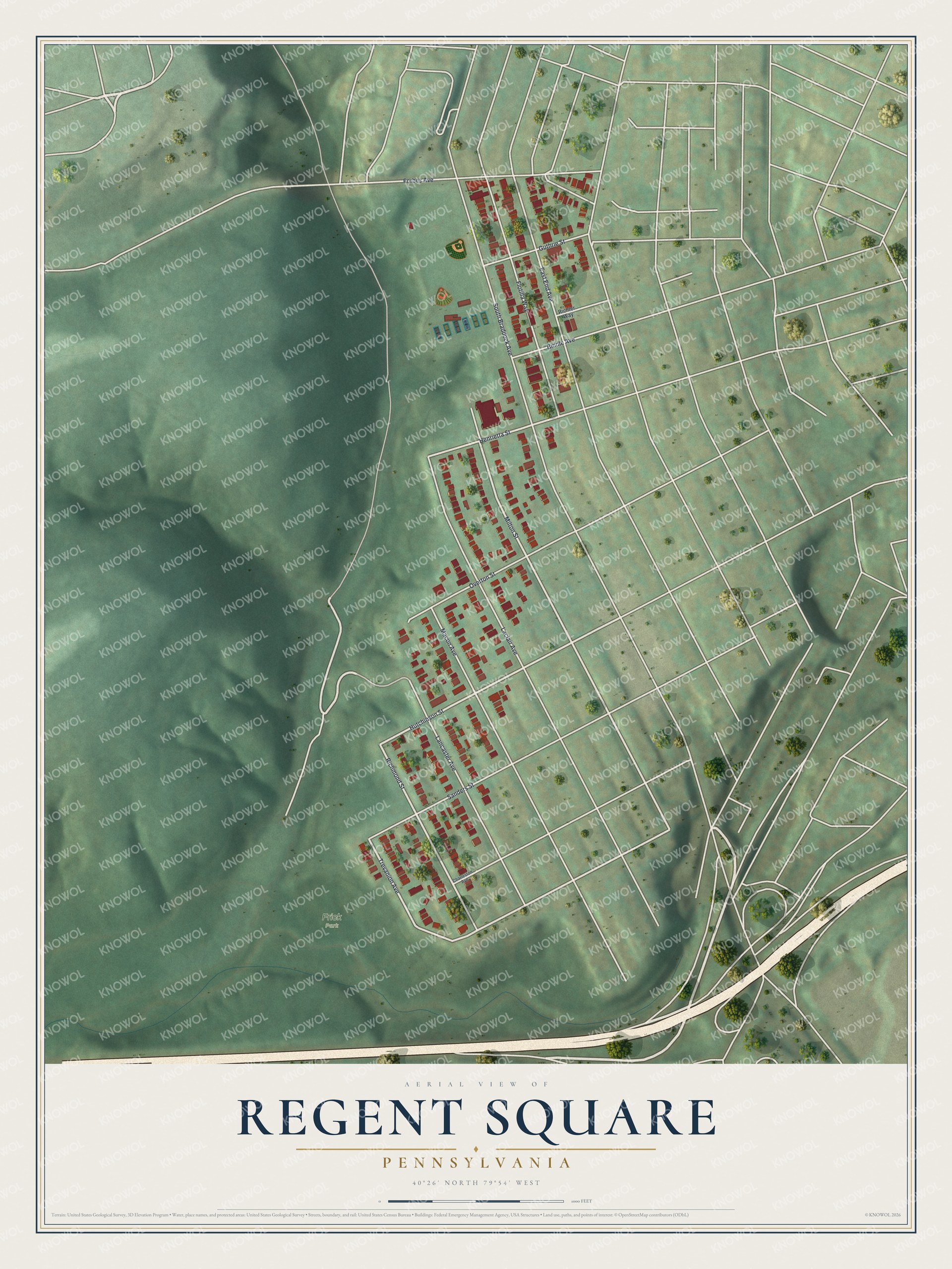 Watermarked full-map preview of Regent Square, Pennsylvania