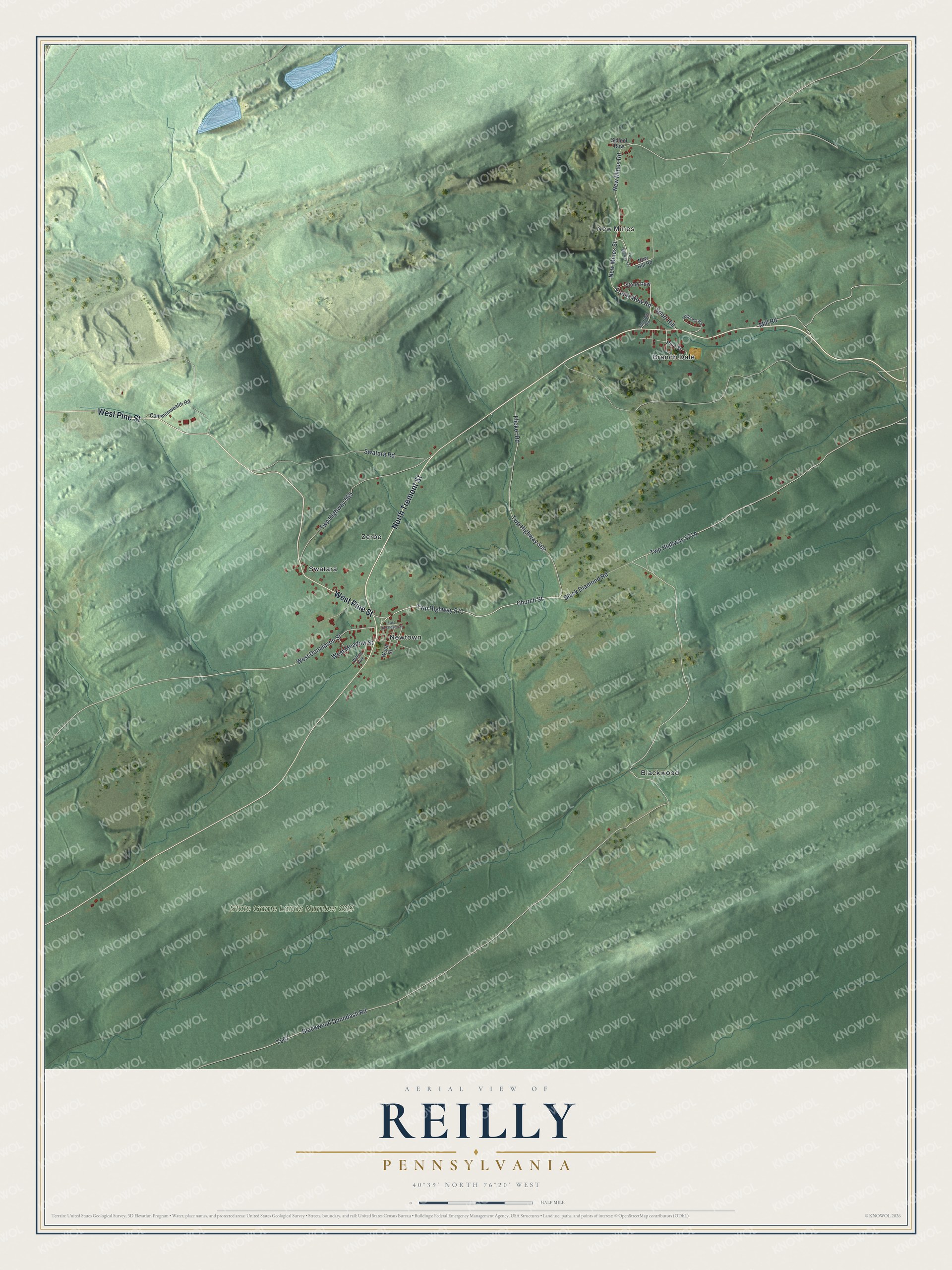 Watermarked full-map preview of Reilly, Pennsylvania