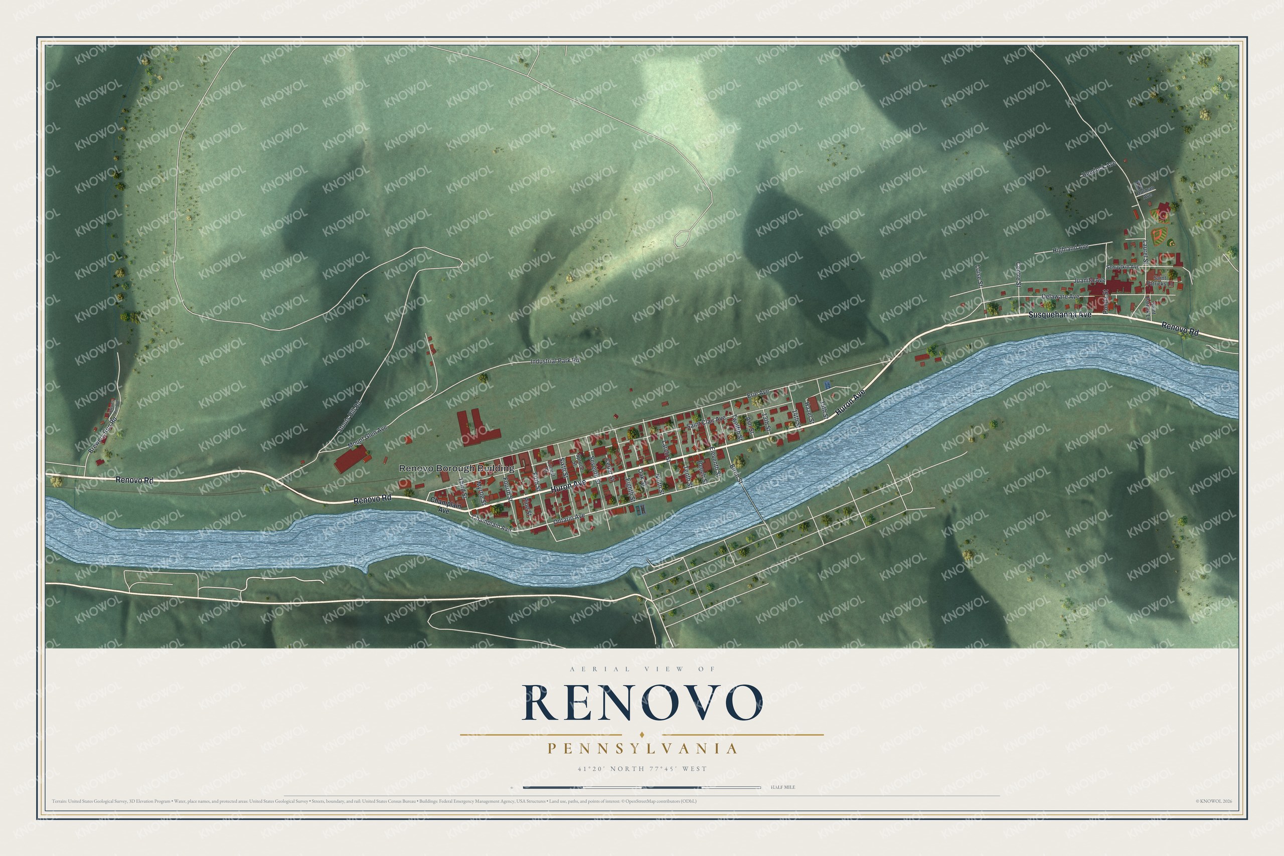 Watermarked full-map preview of Renovo, Pennsylvania