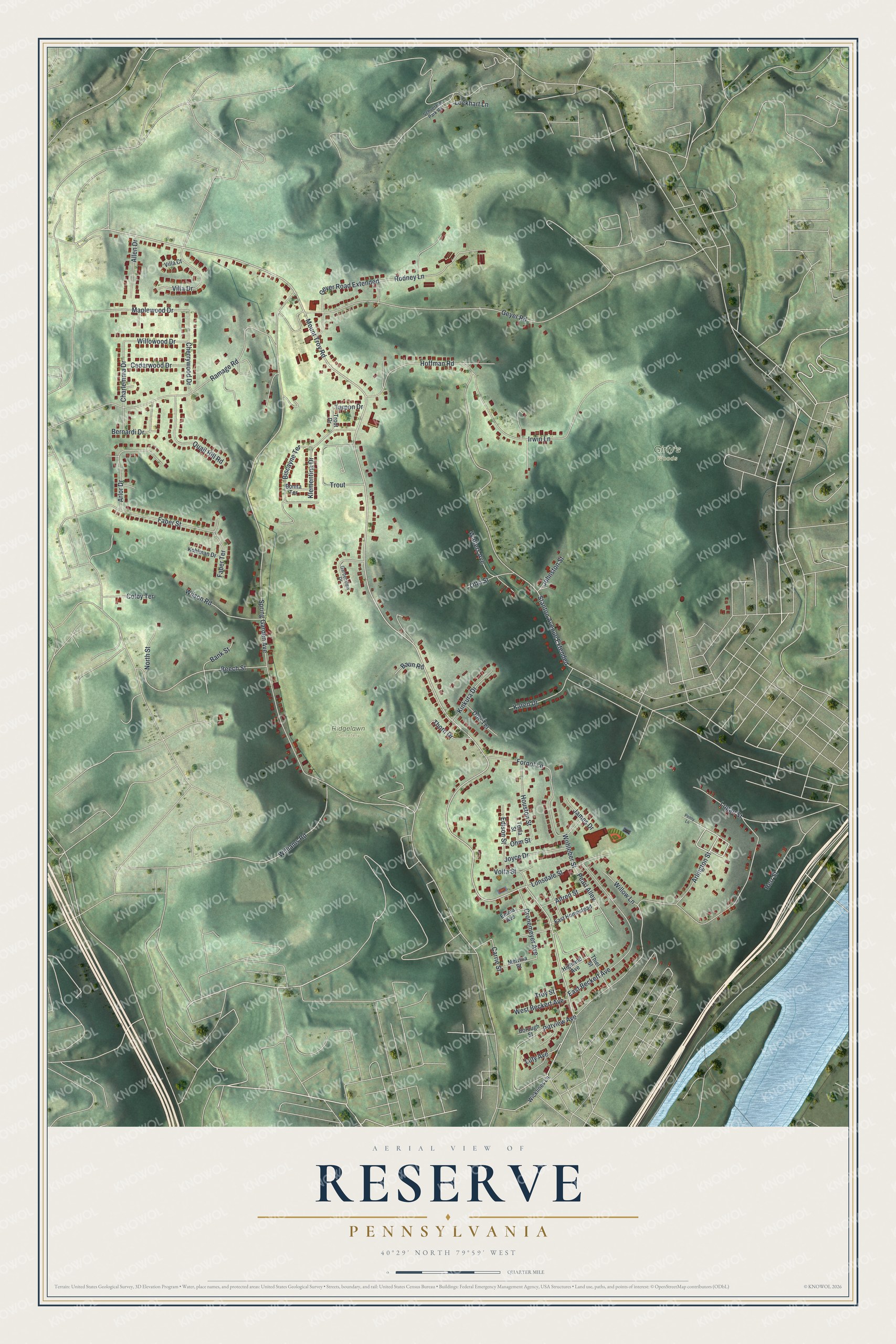 Watermarked full-map preview of Reserve, Pennsylvania