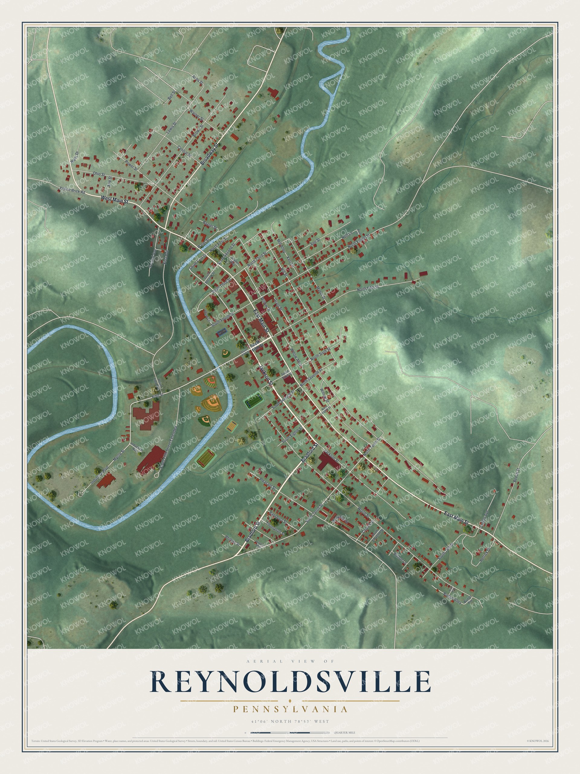 Watermarked full-map preview of Reynoldsville, Pennsylvania