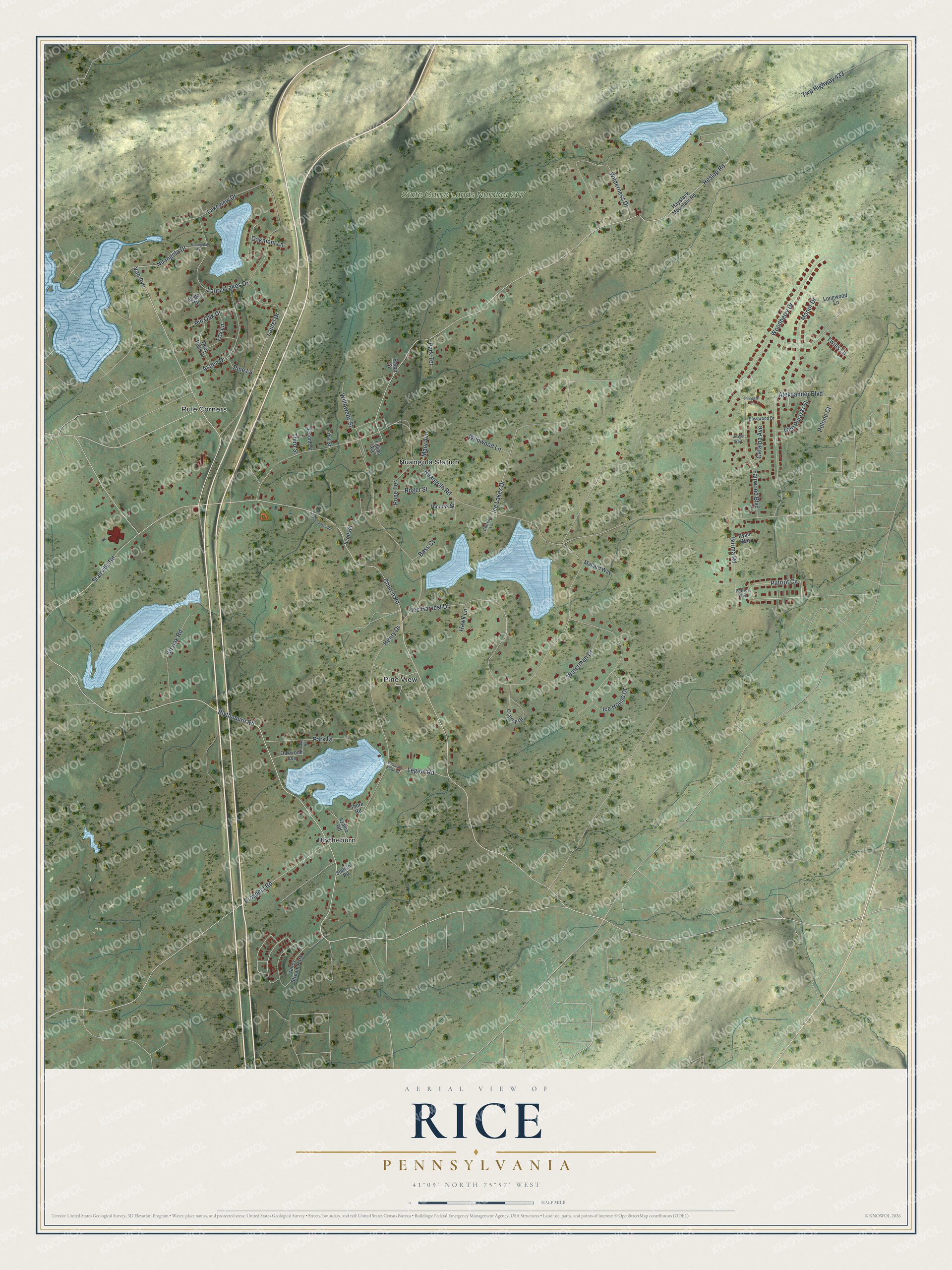 Watermarked full-map preview of Rice, Pennsylvania