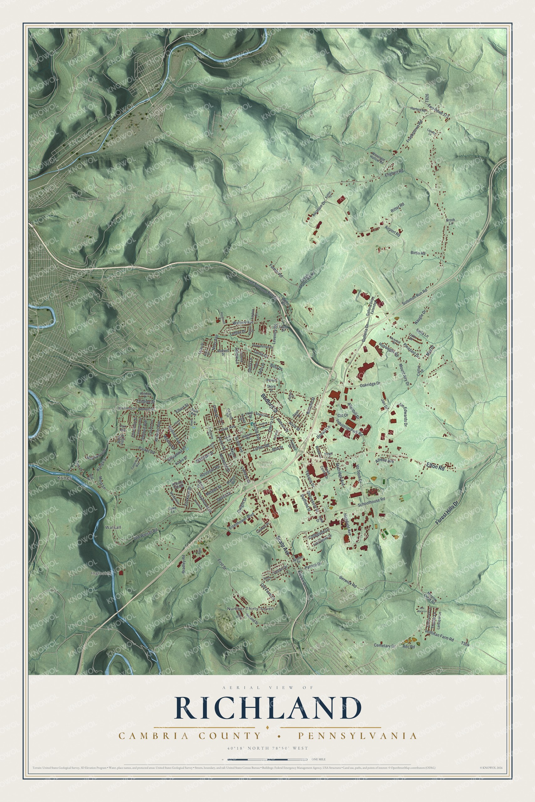Watermarked full-map preview of Richland, Pennsylvania