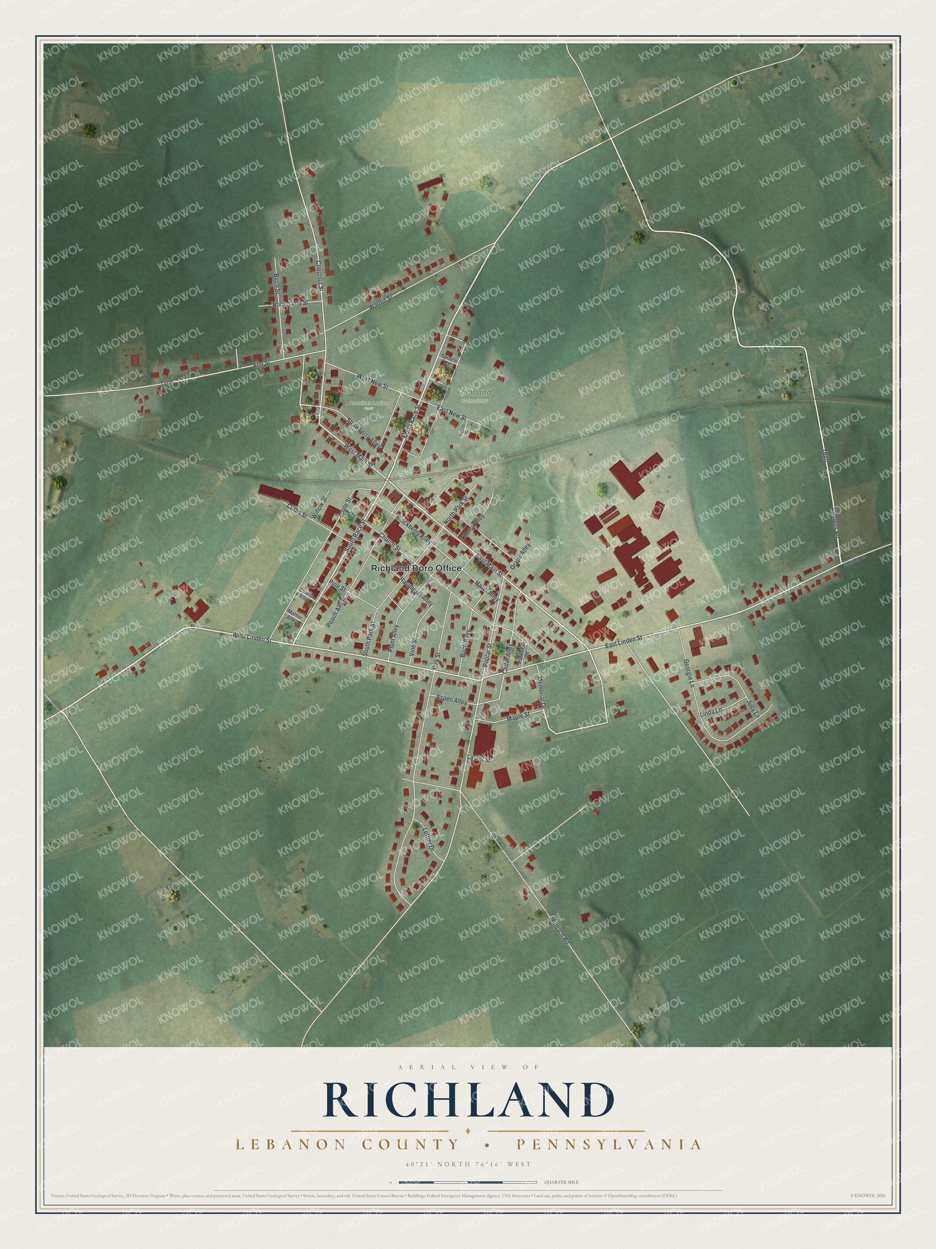 Watermarked full-map preview of Richland, Pennsylvania