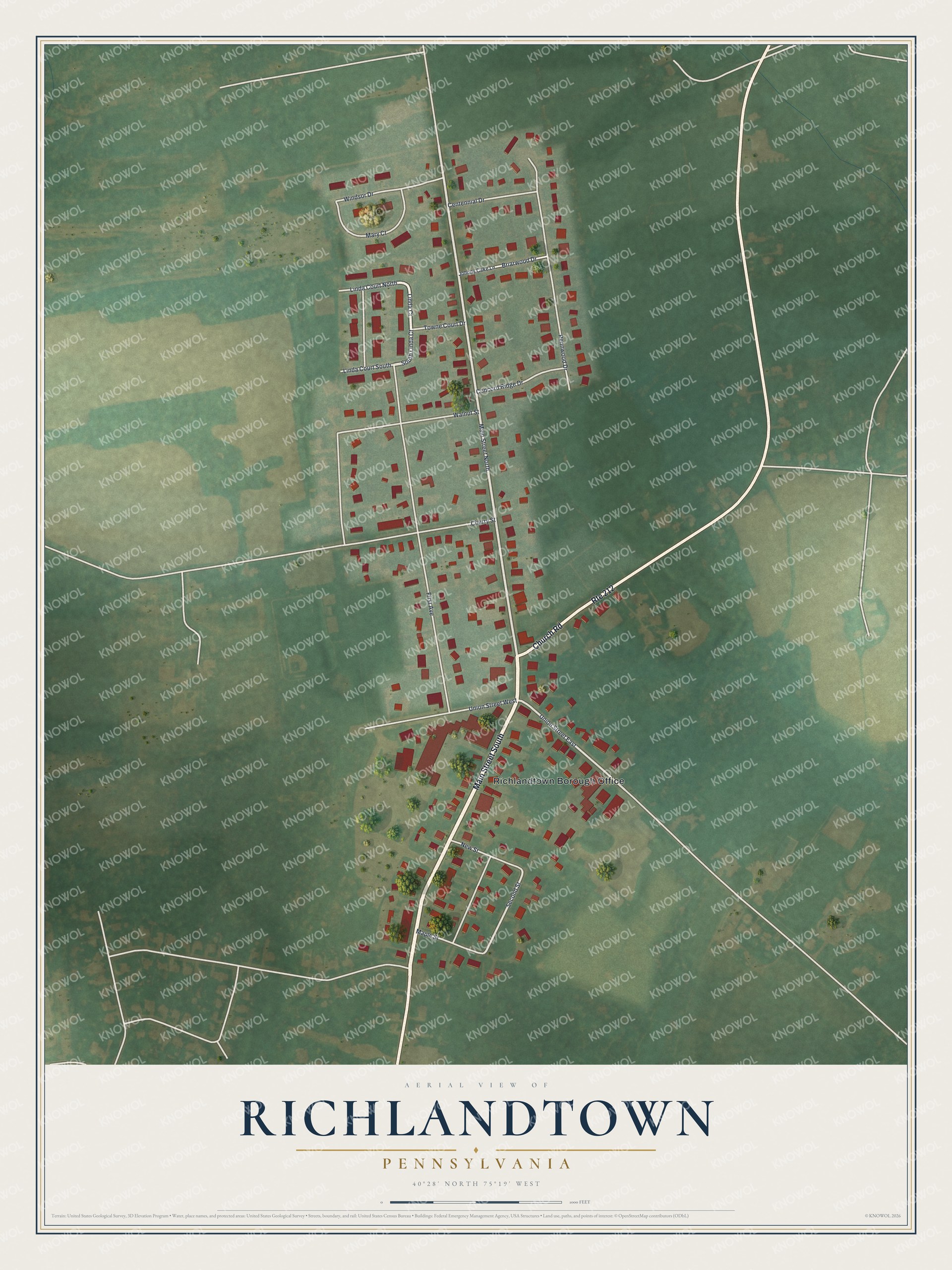 Watermarked full-map preview of Richlandtown, Pennsylvania