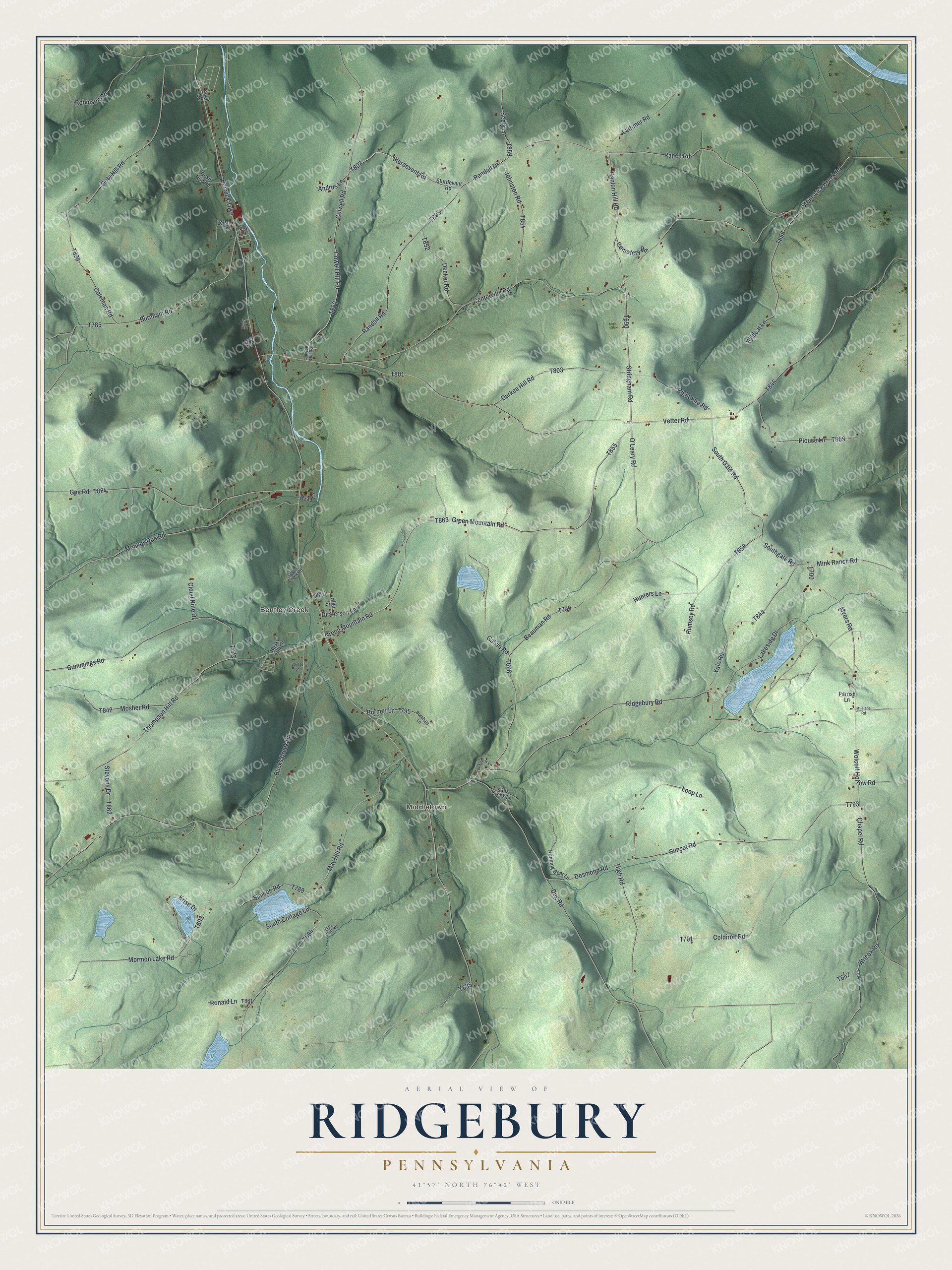 Watermarked full-map preview of Ridgebury, Pennsylvania