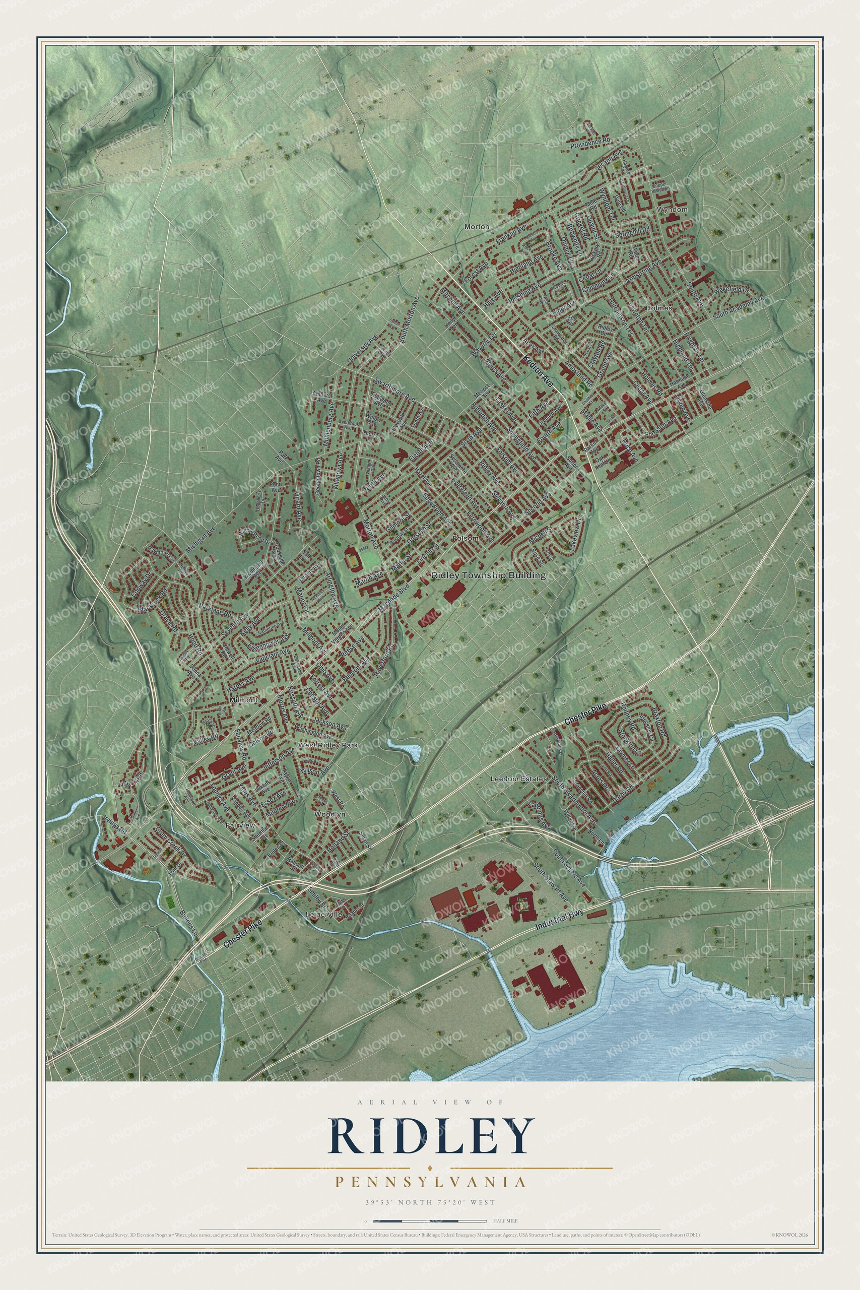 Watermarked full-map preview of Ridley, Pennsylvania
