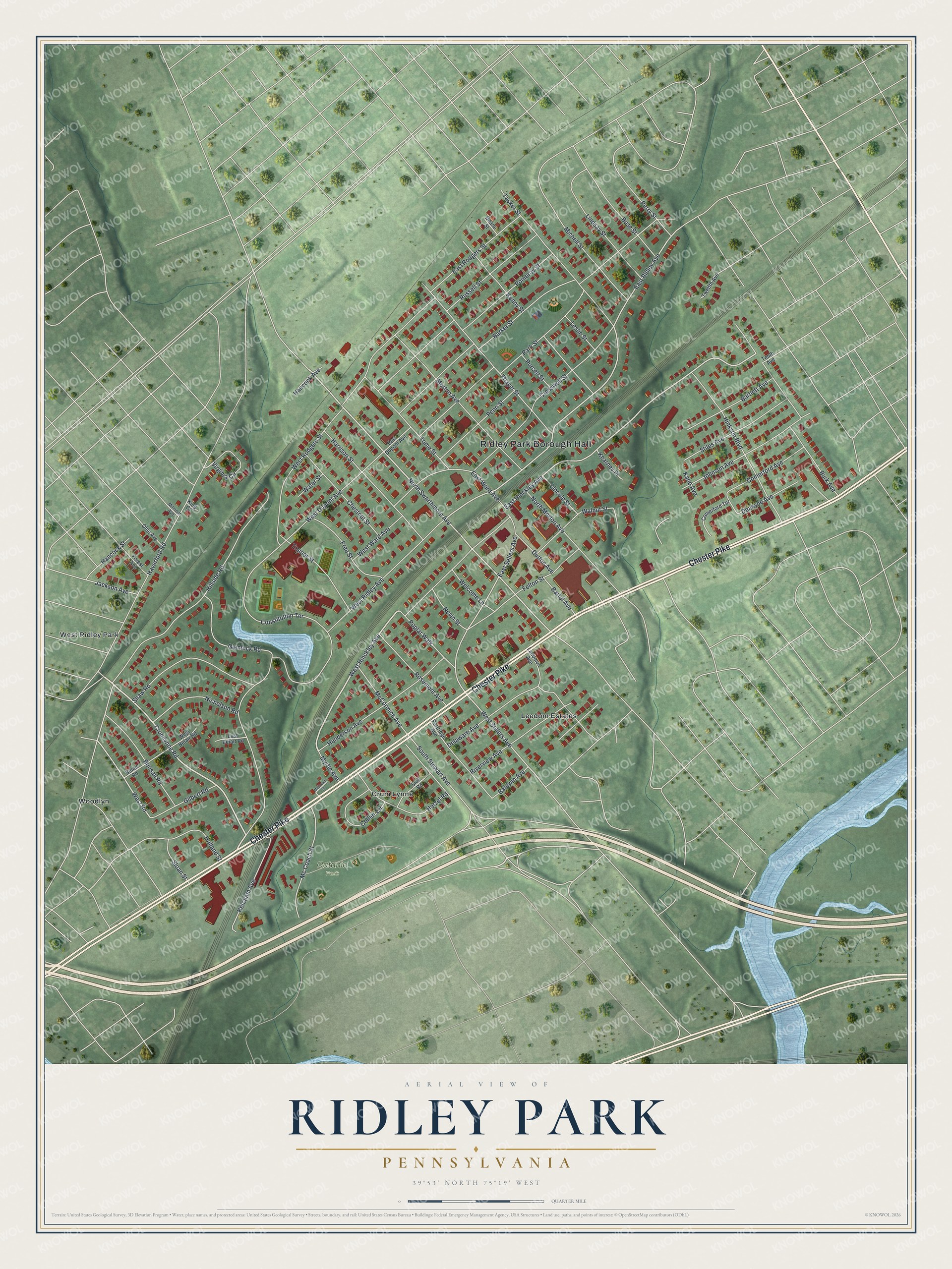 Watermarked full-map preview of Ridley Park, Pennsylvania
