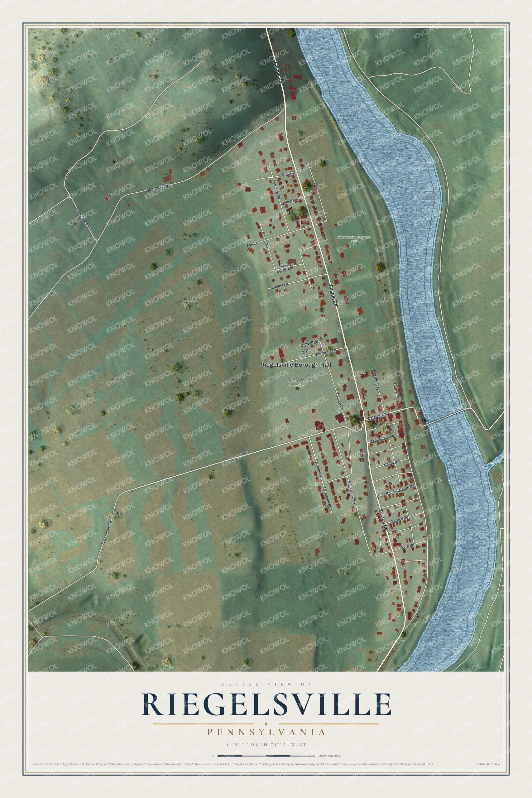 Watermarked full-map preview of Riegelsville, Pennsylvania