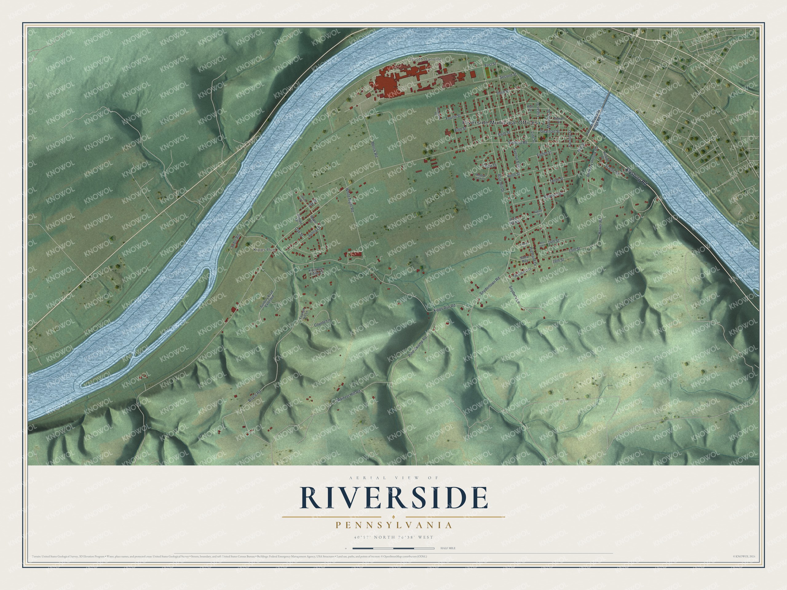 Watermarked full-map preview of Riverside, Pennsylvania