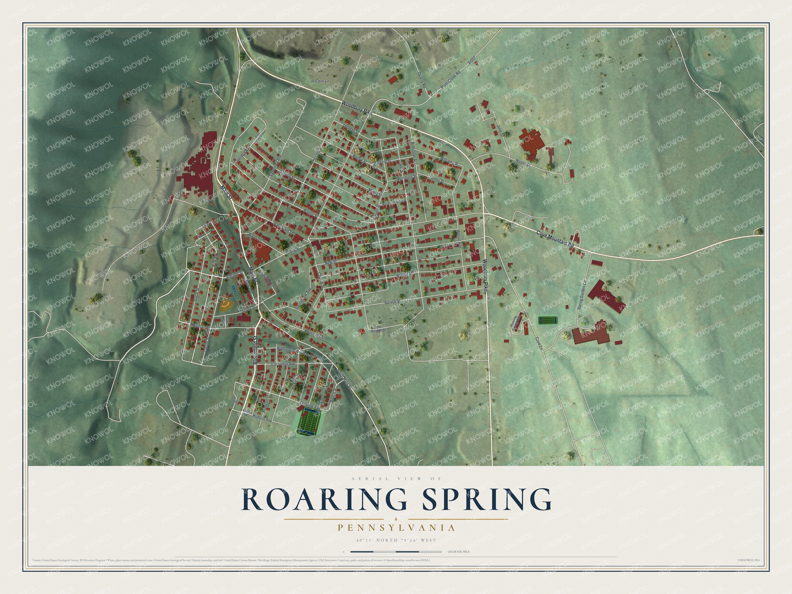 Watermarked full-map preview of Roaring Spring, Pennsylvania