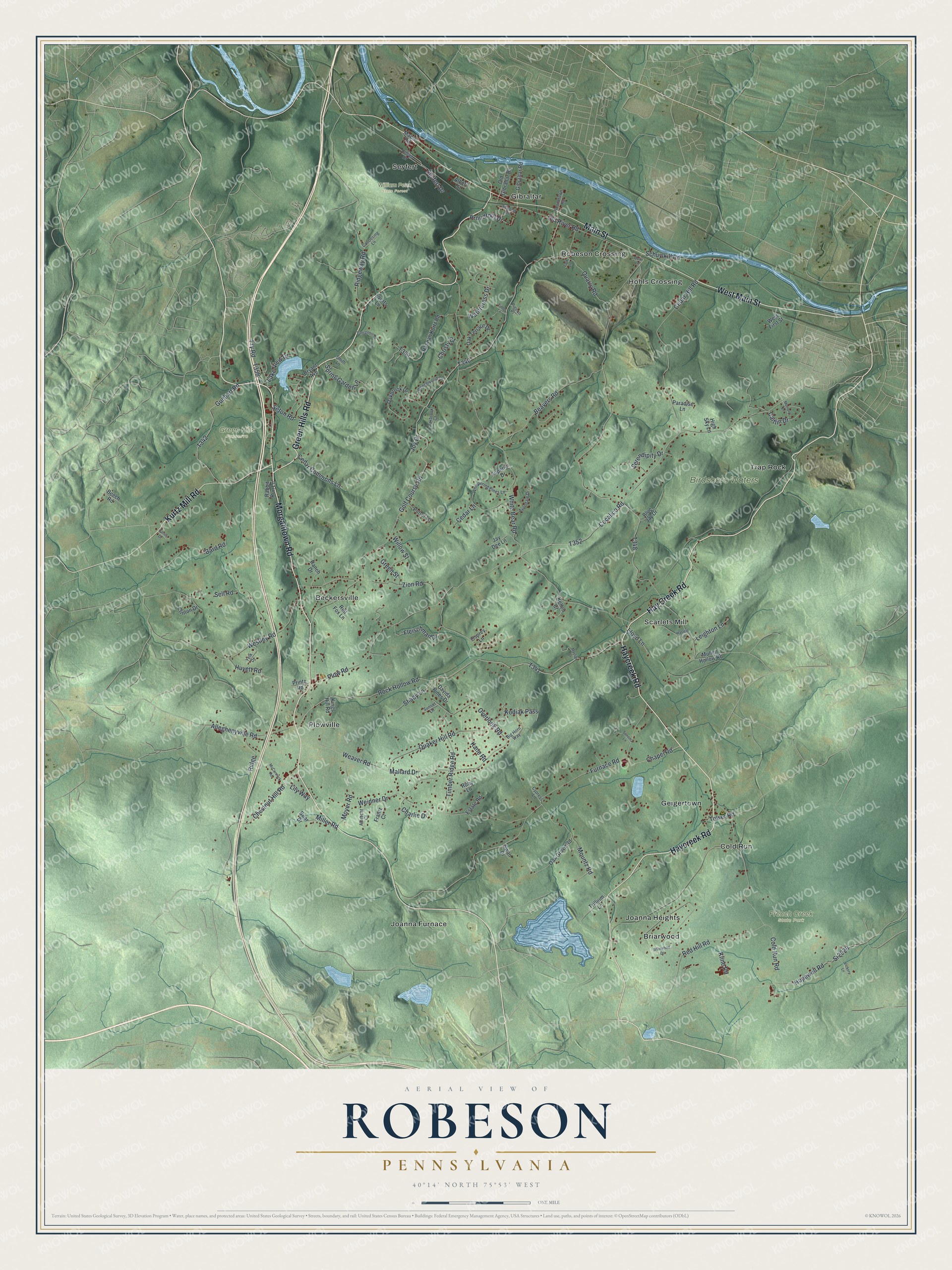 Watermarked full-map preview of Robeson, Pennsylvania