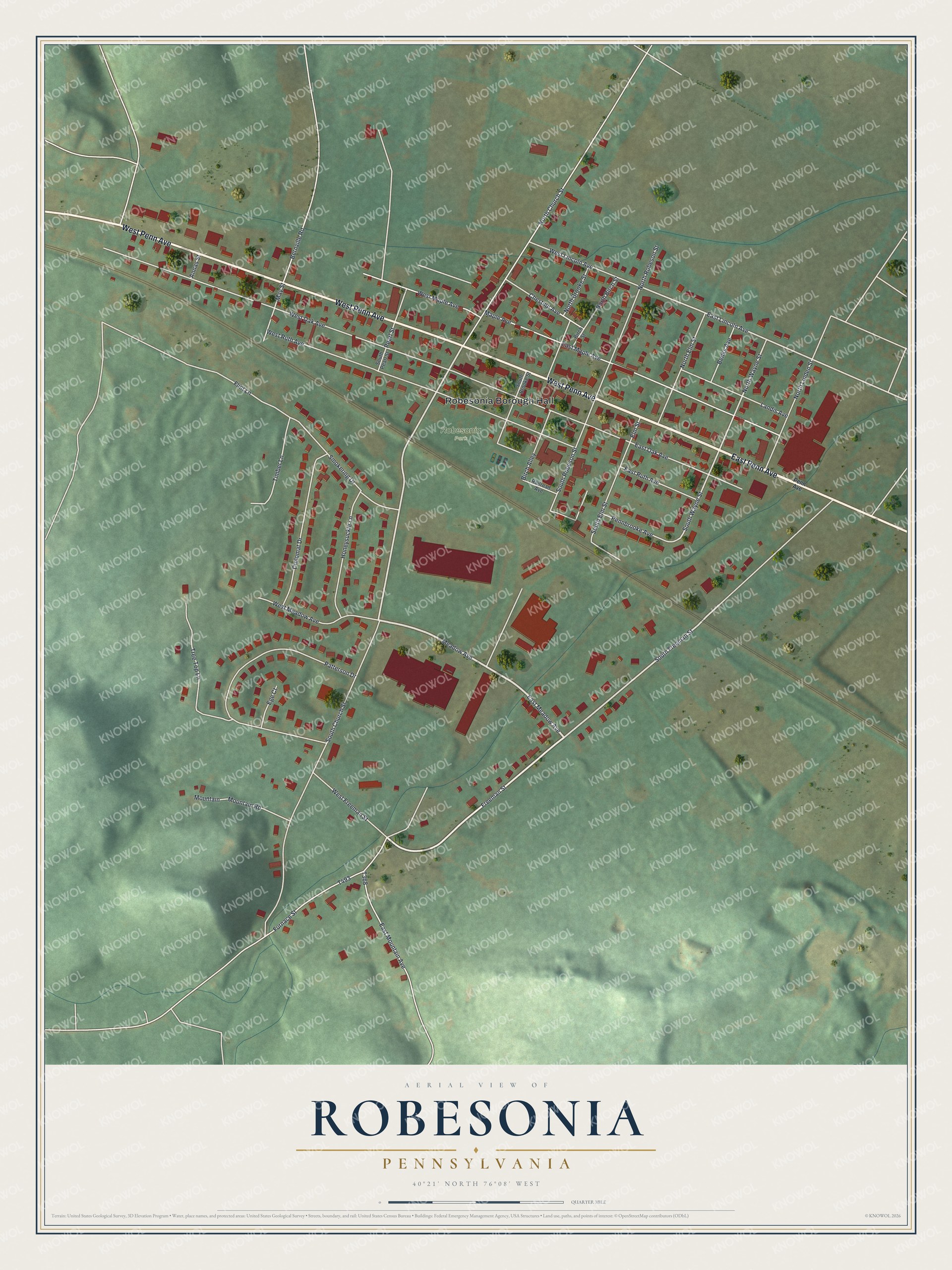 Watermarked full-map preview of Robesonia, Pennsylvania