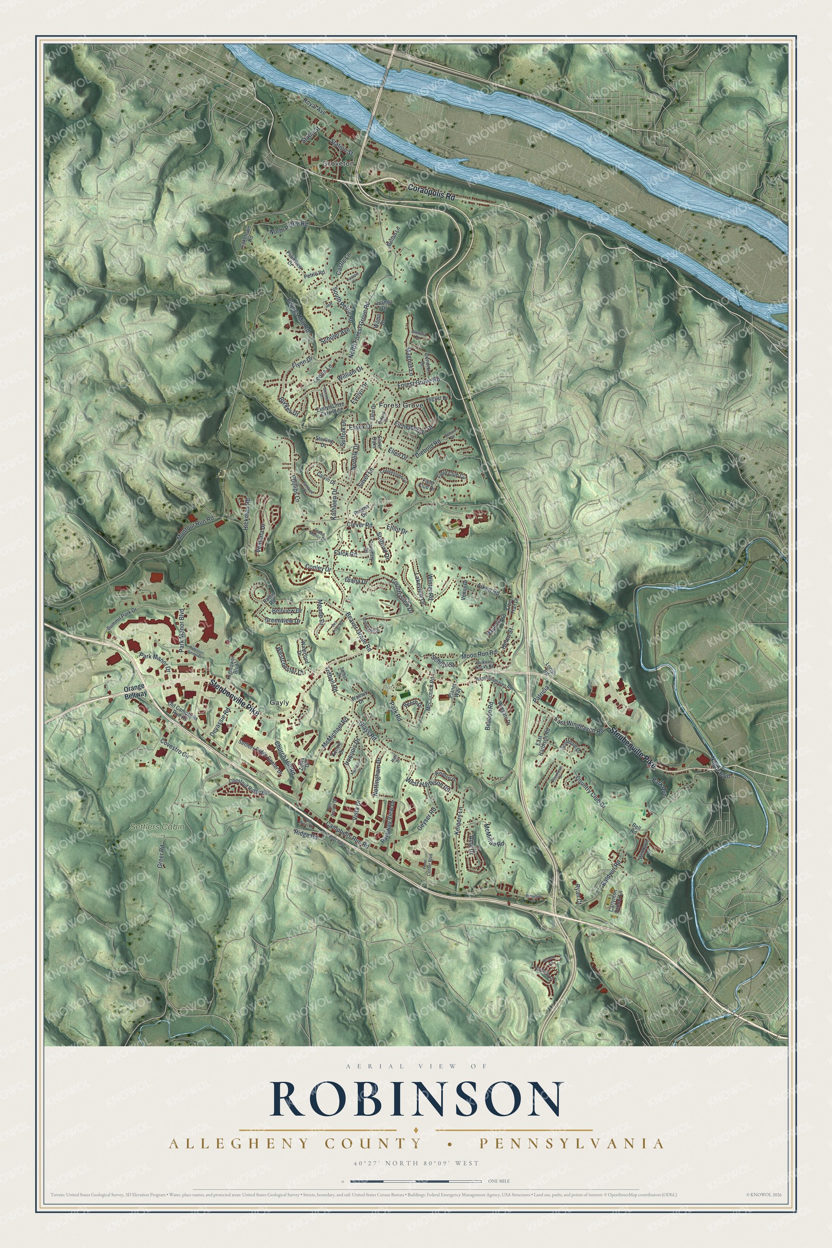 Watermarked full-map preview of Robinson, Pennsylvania