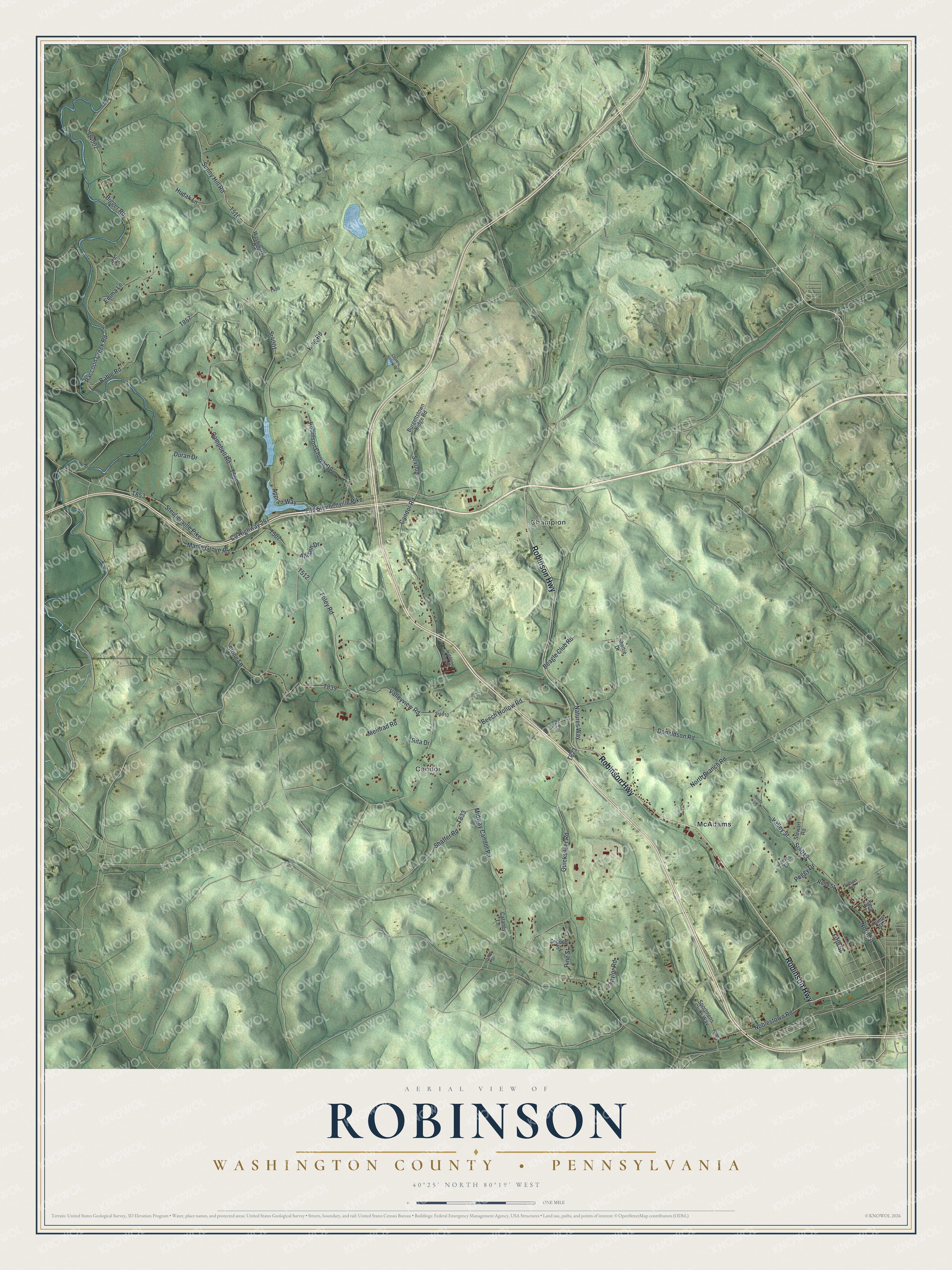 Watermarked full-map preview of Robinson, Pennsylvania