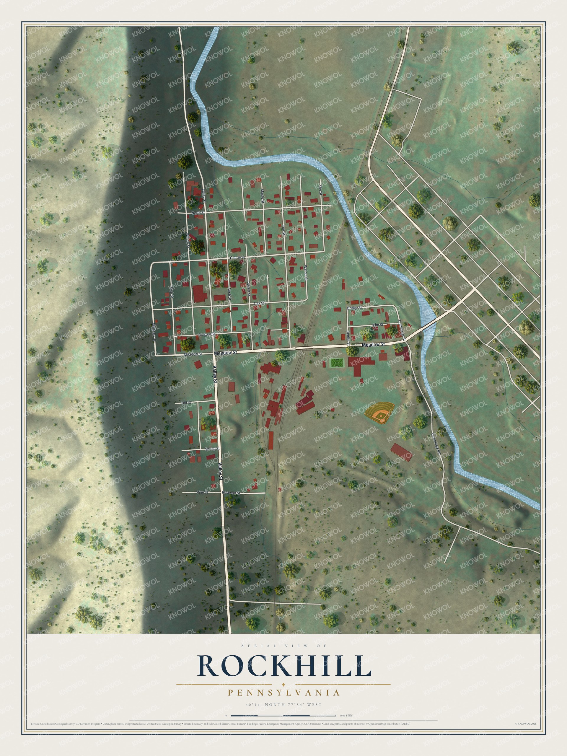 Watermarked full-map preview of Rockhill, Pennsylvania