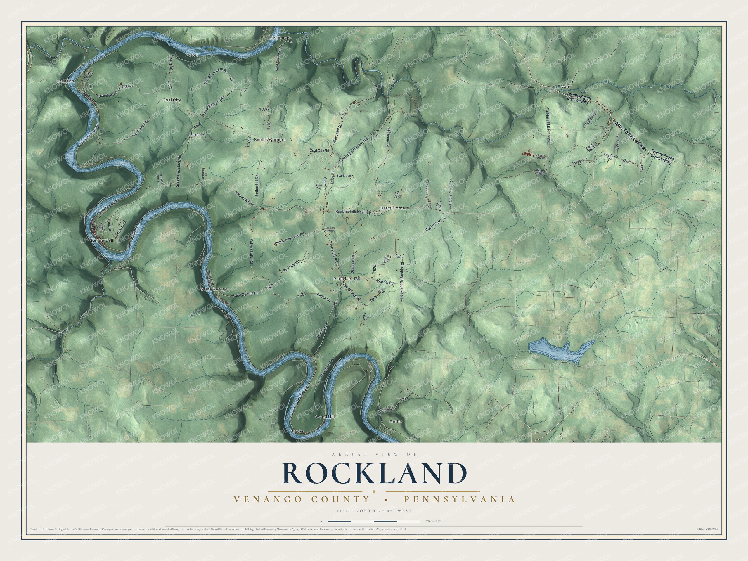 Watermarked full-map preview of Rockland, Pennsylvania