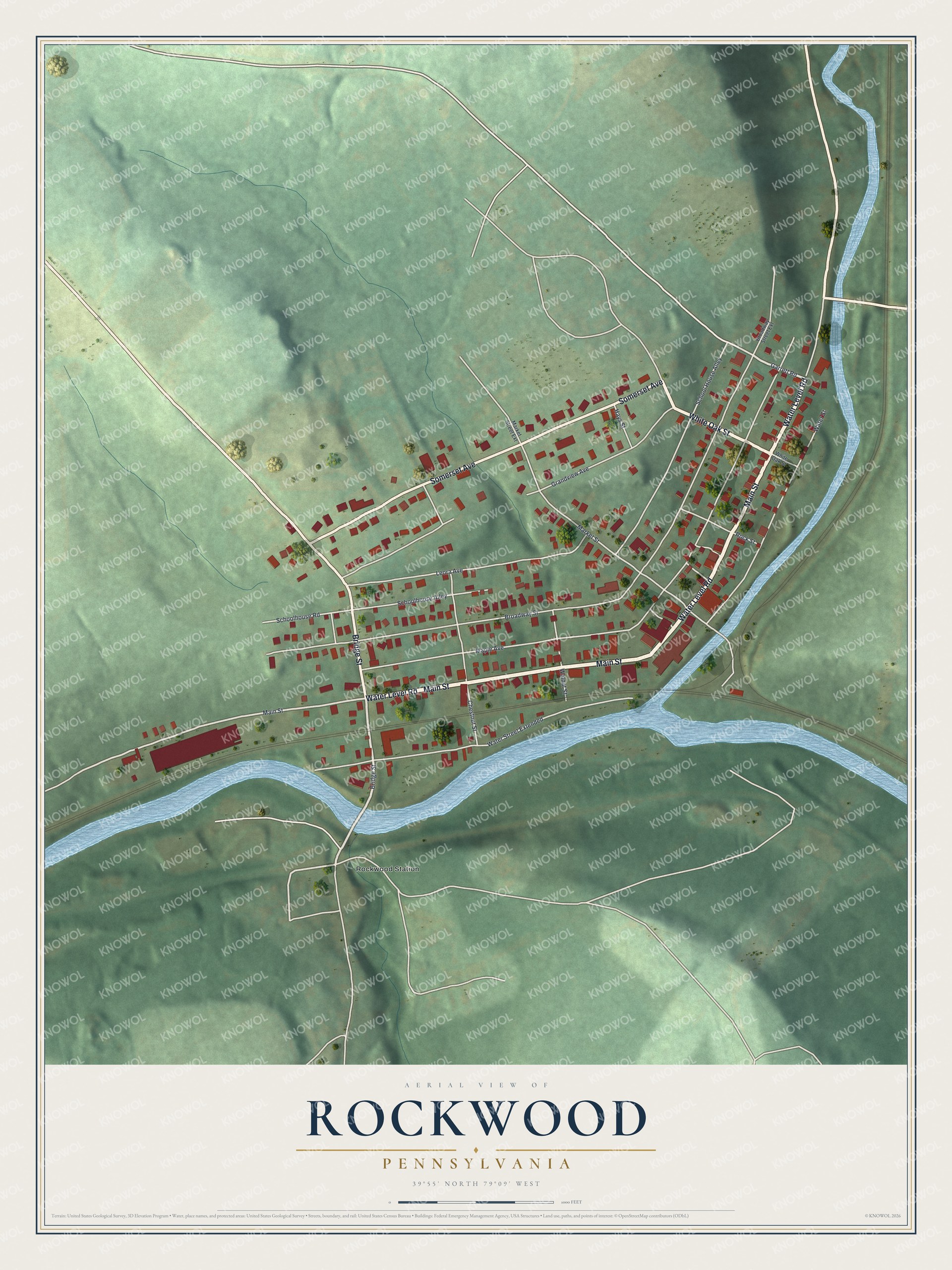 Watermarked full-map preview of Rockwood, Pennsylvania