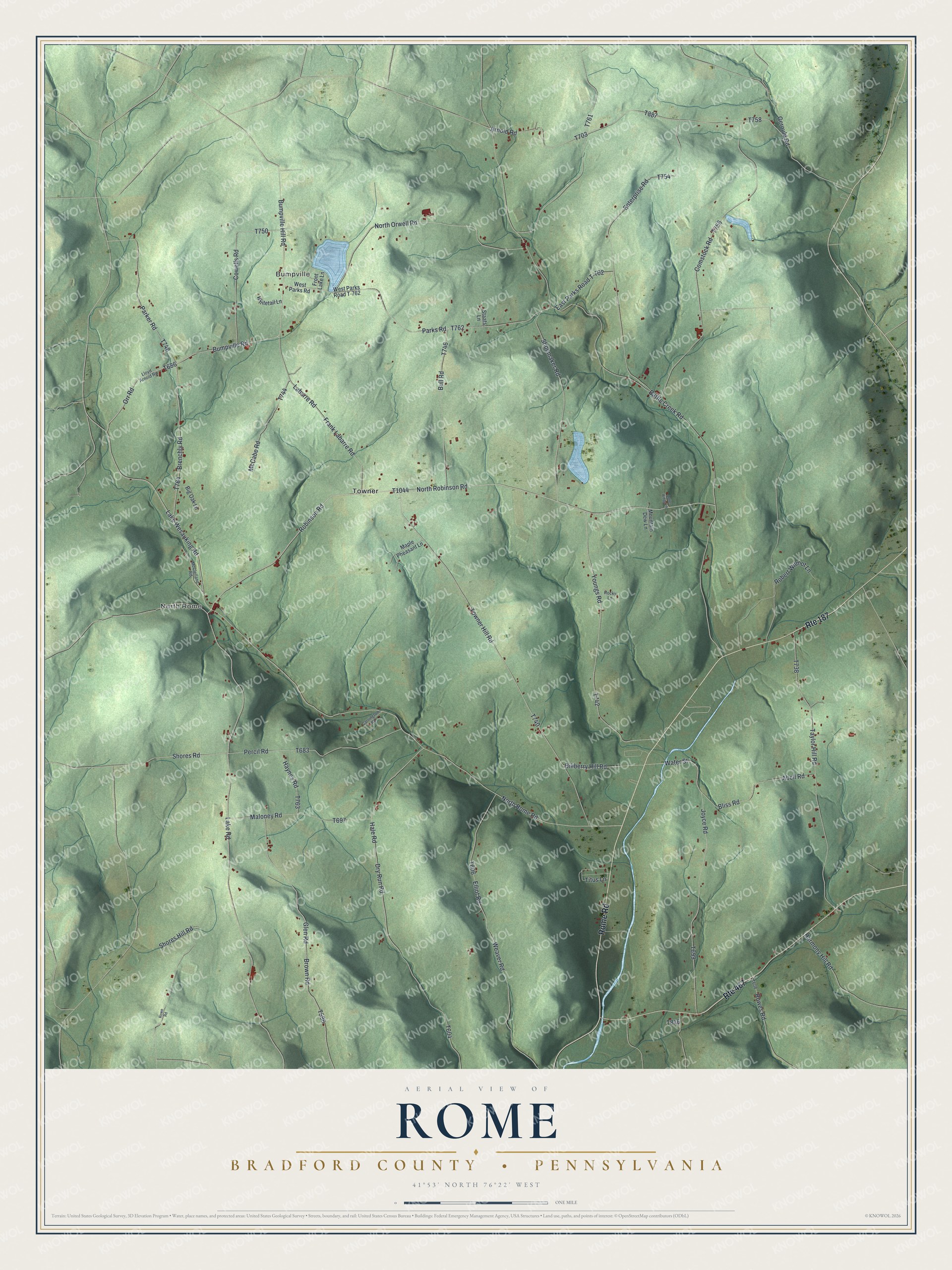 Watermarked full-map preview of Rome, Pennsylvania
