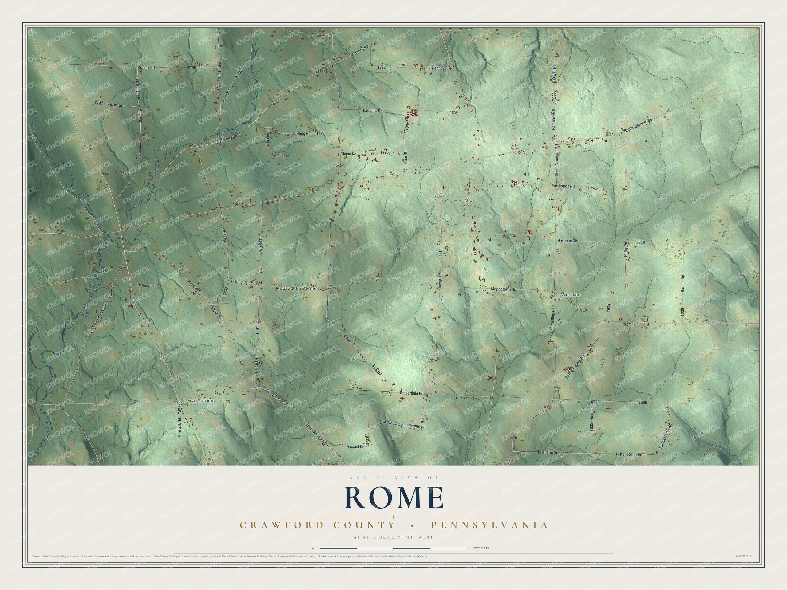 Watermarked full-map preview of Rome, Pennsylvania