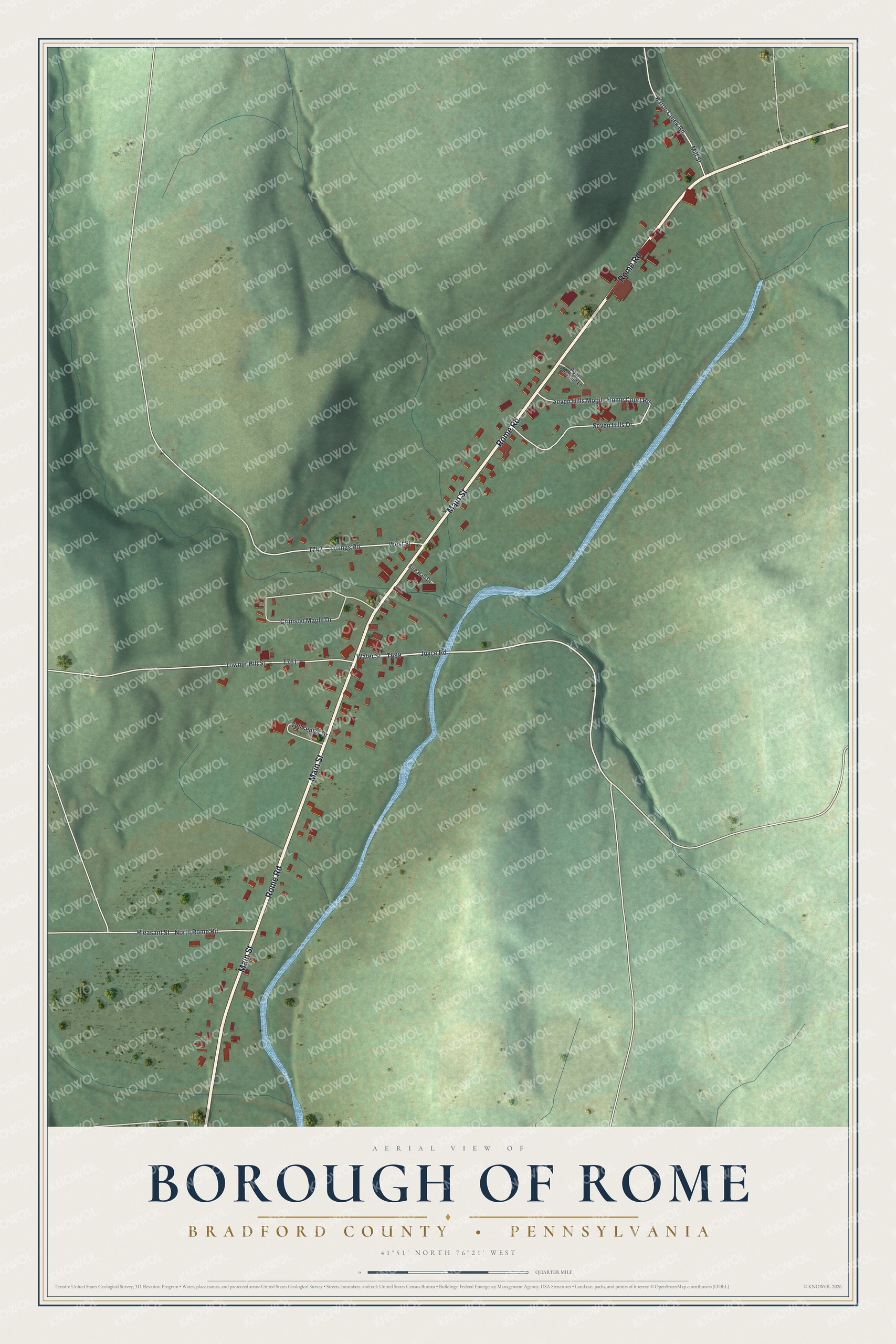 Watermarked full-map preview of Borough of Rome, Pennsylvania