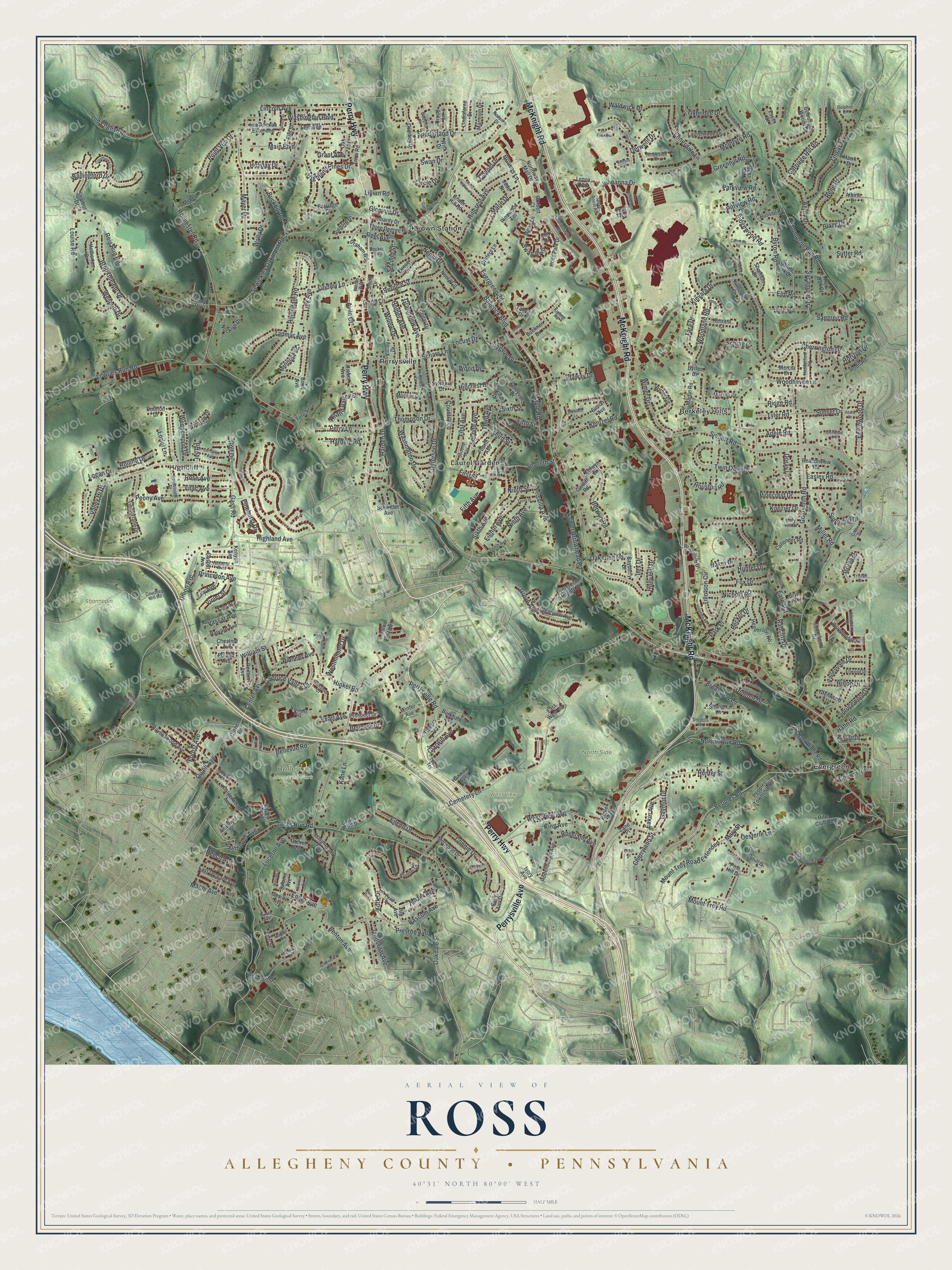Watermarked full-map preview of Ross, Pennsylvania