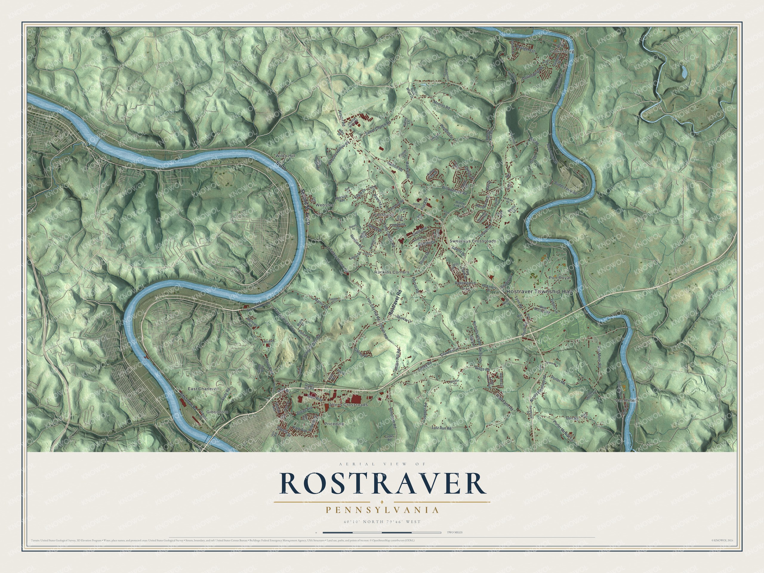 Watermarked full-map preview of Rostraver, Pennsylvania
