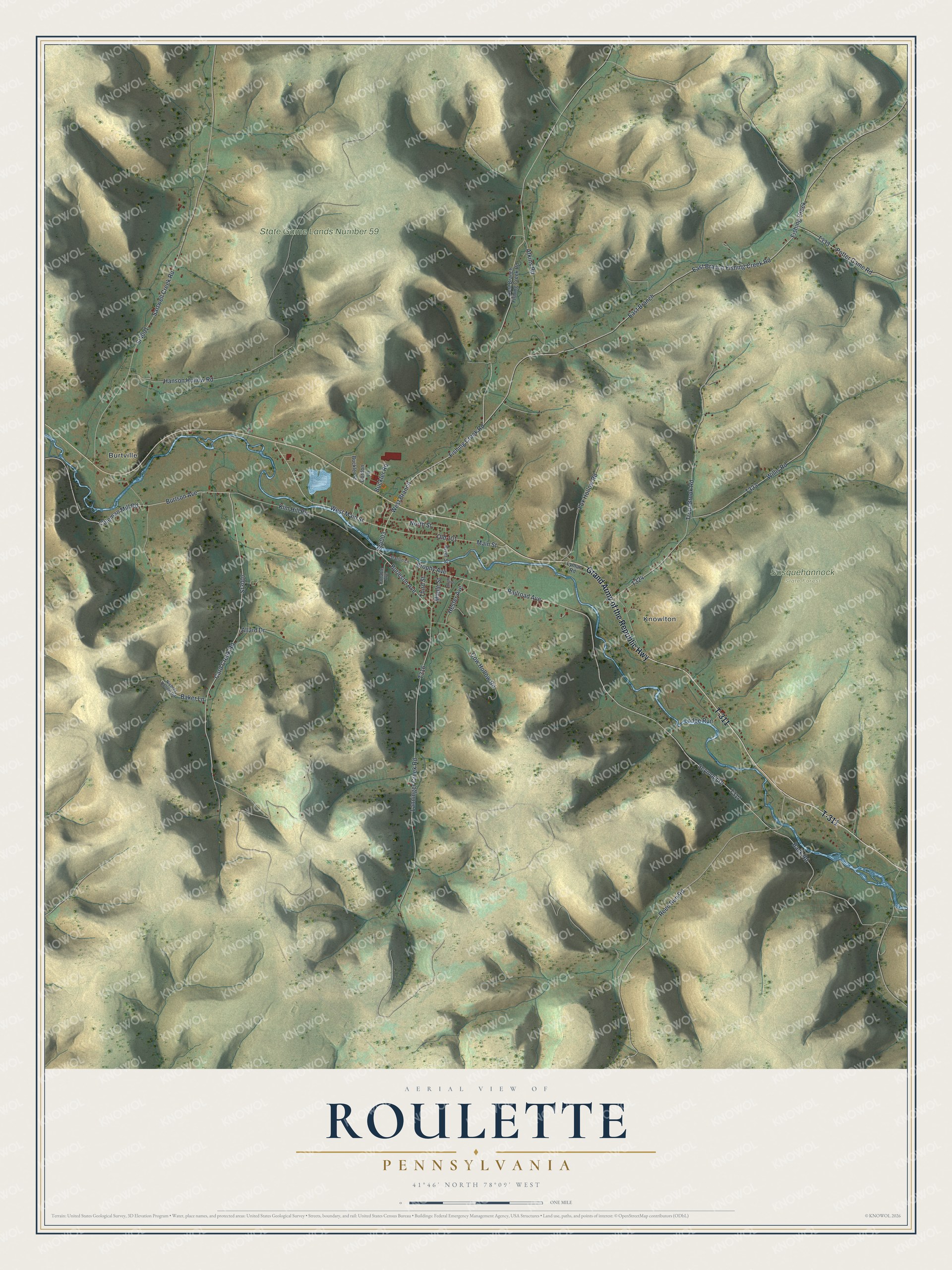 Watermarked full-map preview of Roulette, Pennsylvania