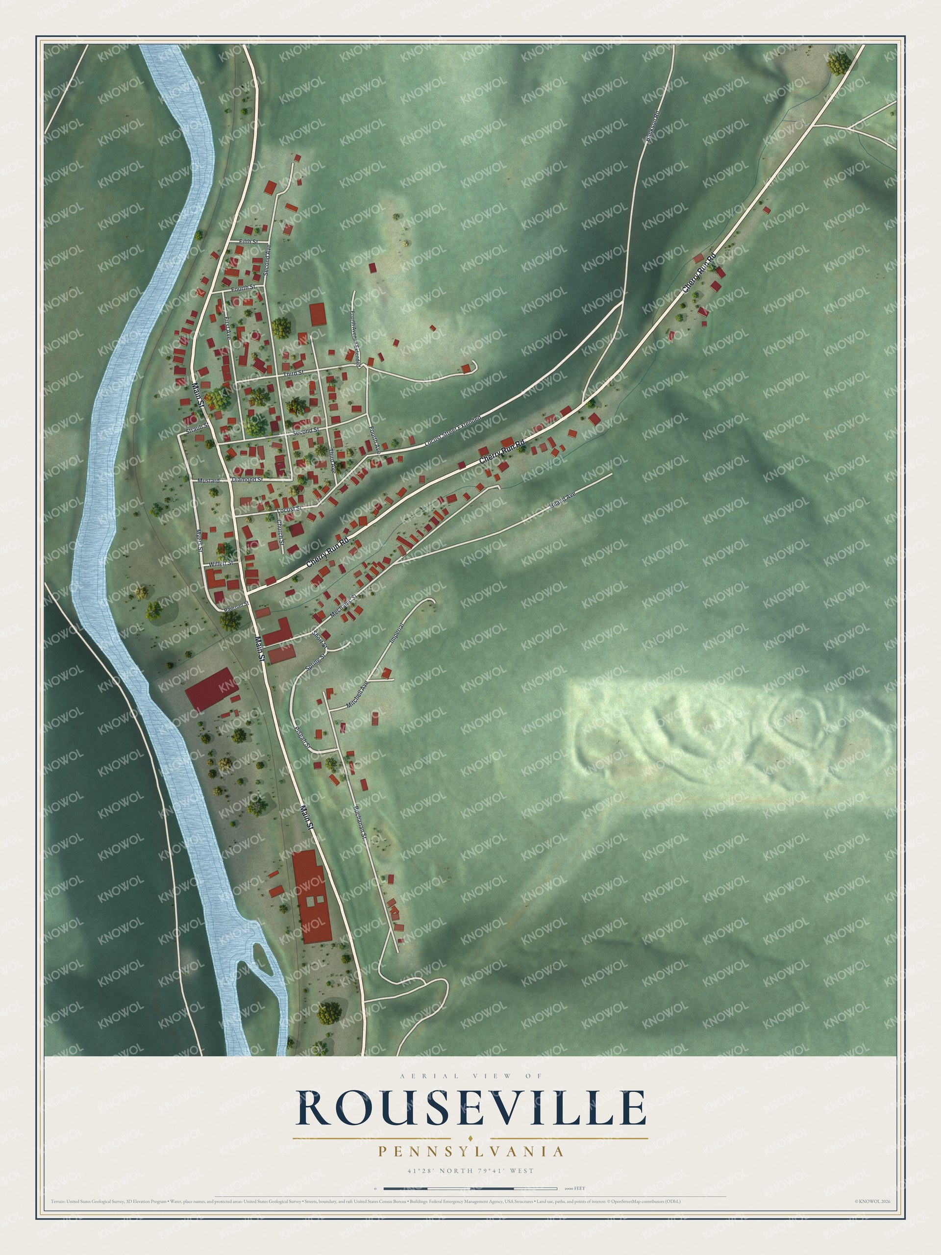Watermarked full-map preview of Rouseville, Pennsylvania