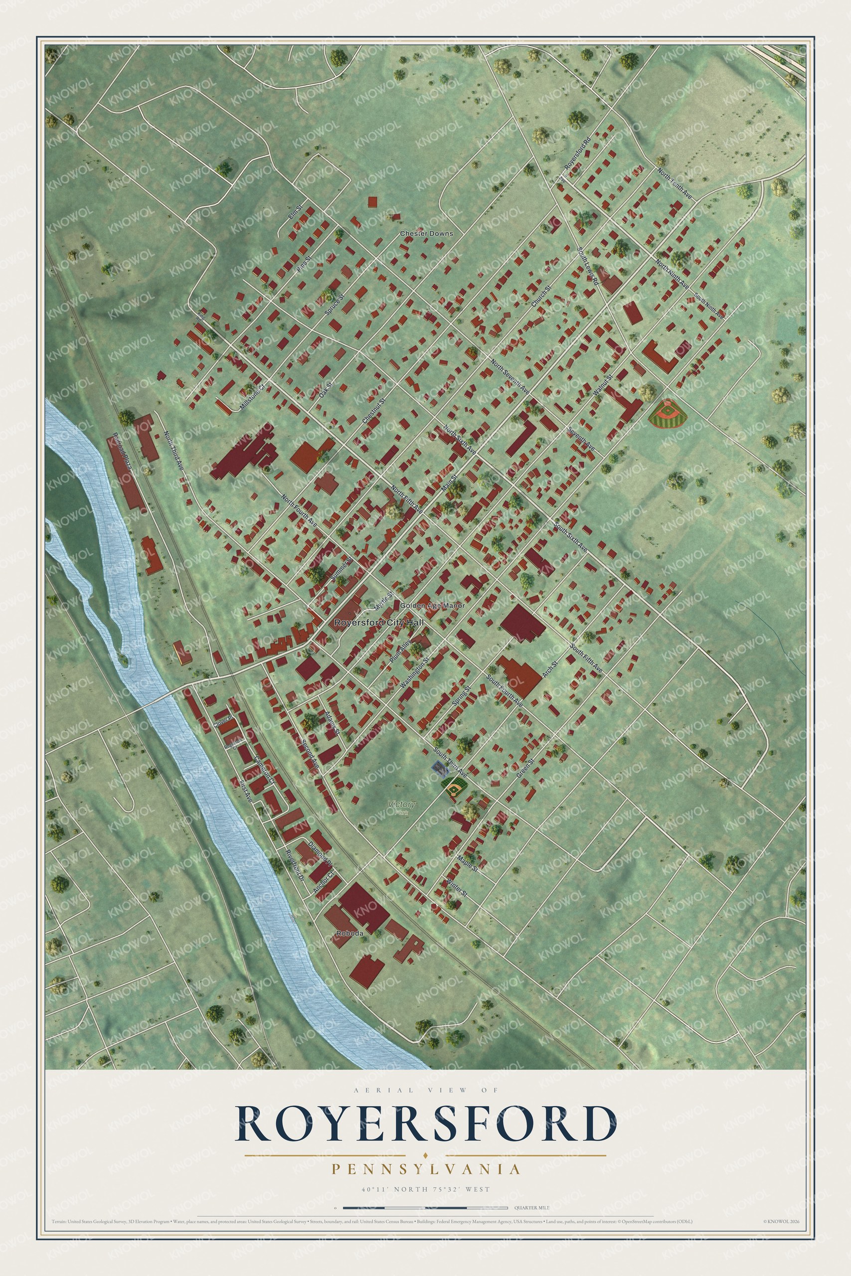 Watermarked full-map preview of Royersford, Pennsylvania