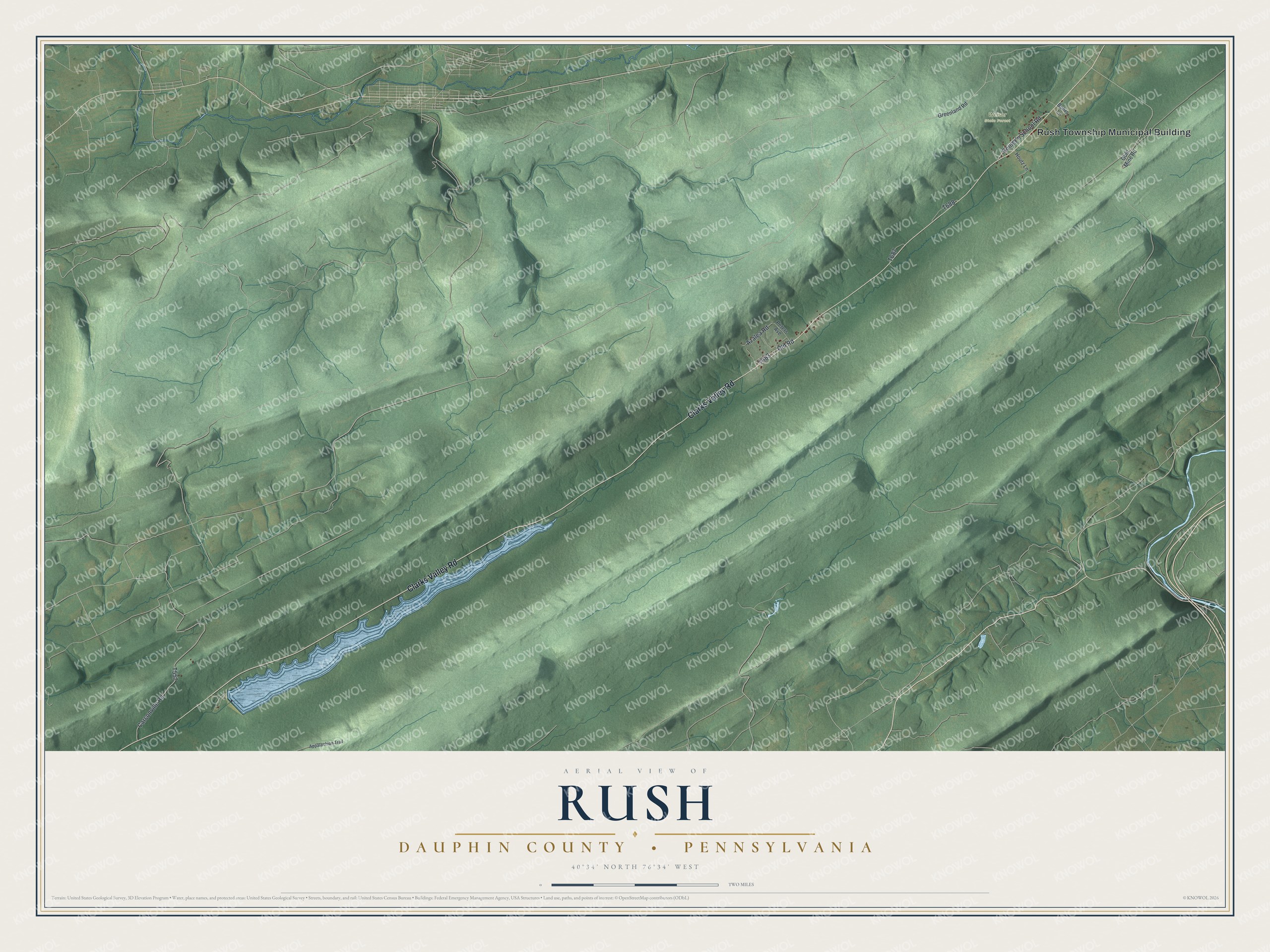 Watermarked full-map preview of Rush, Pennsylvania