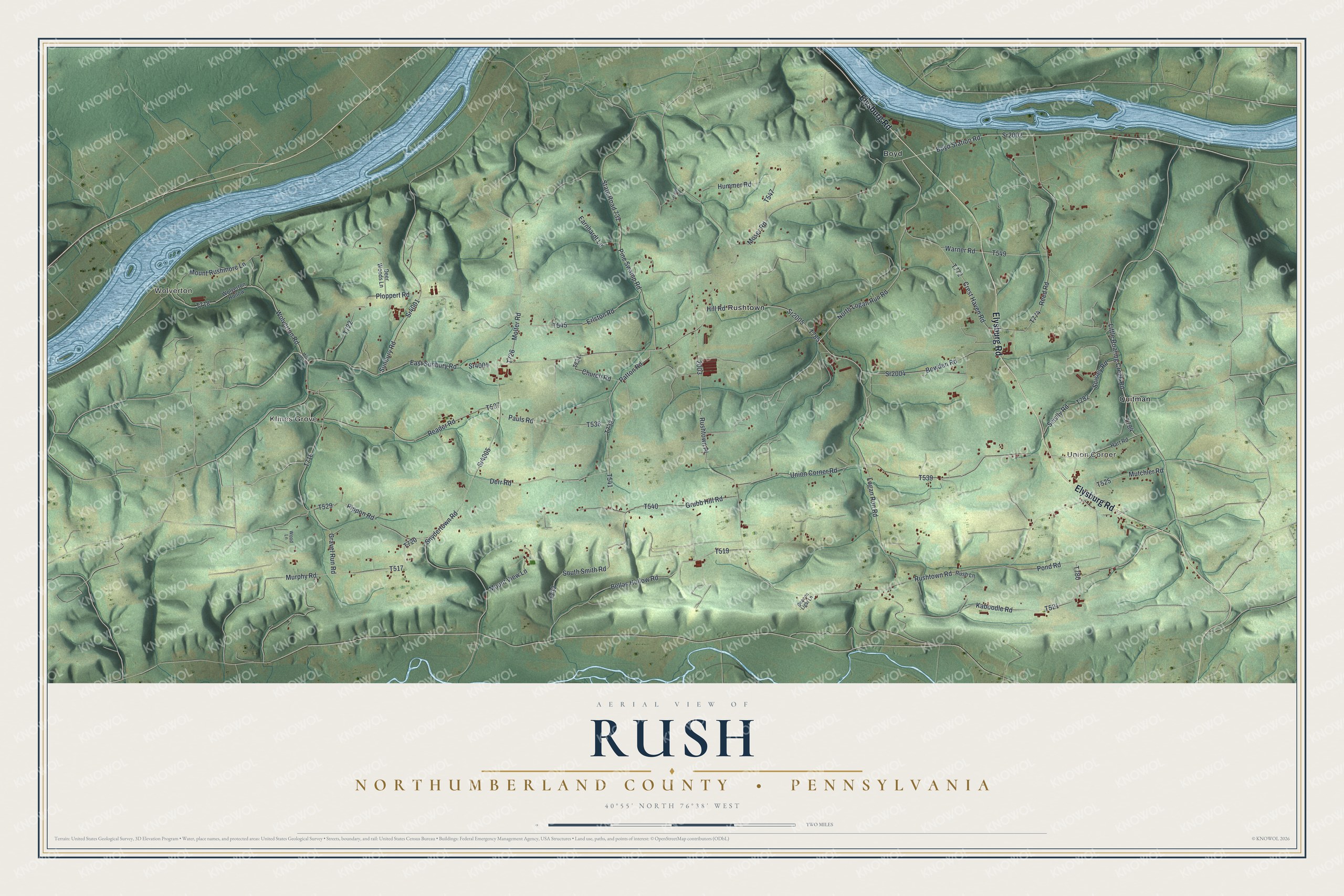 Watermarked full-map preview of Rush, Pennsylvania
