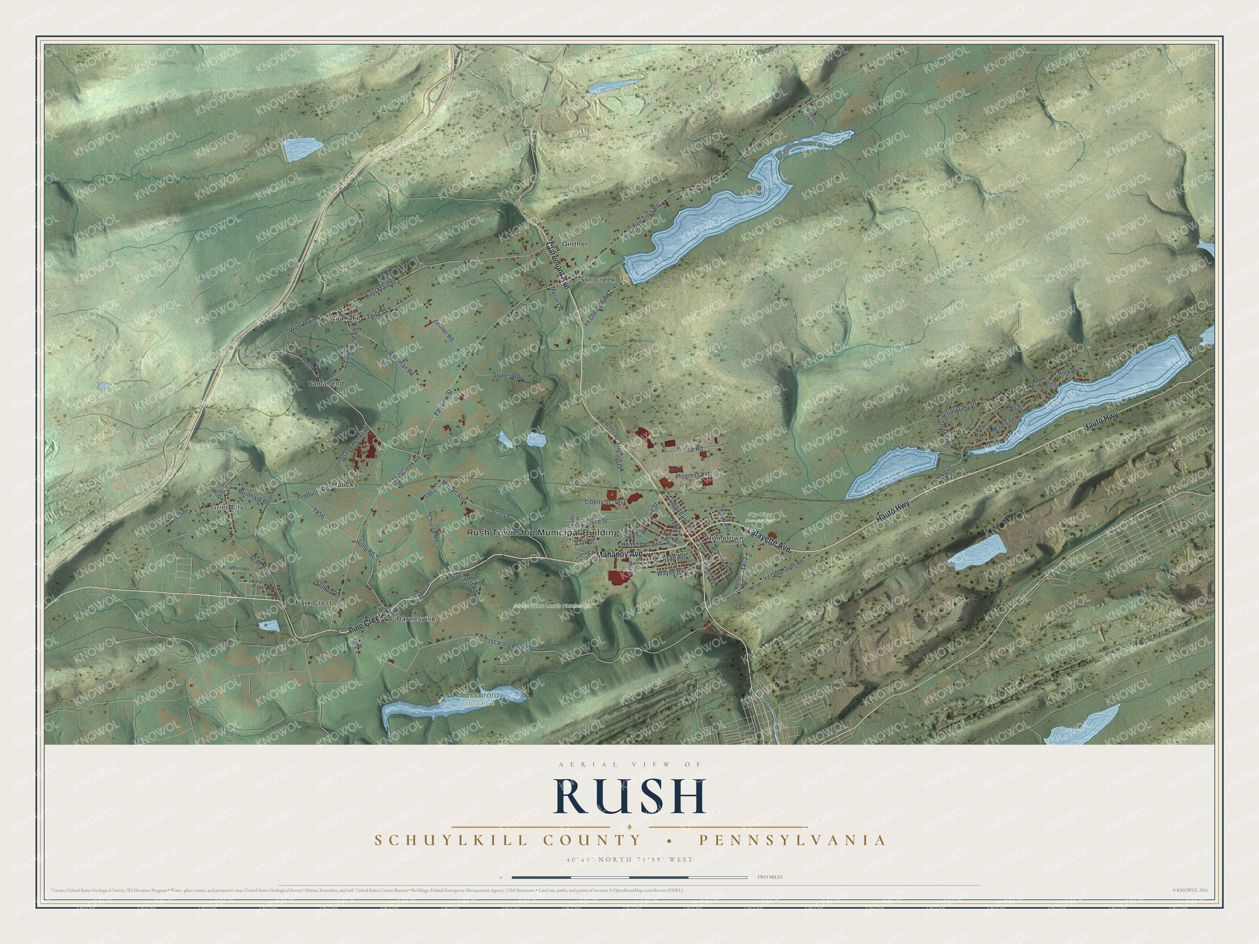 Watermarked full-map preview of Rush, Pennsylvania