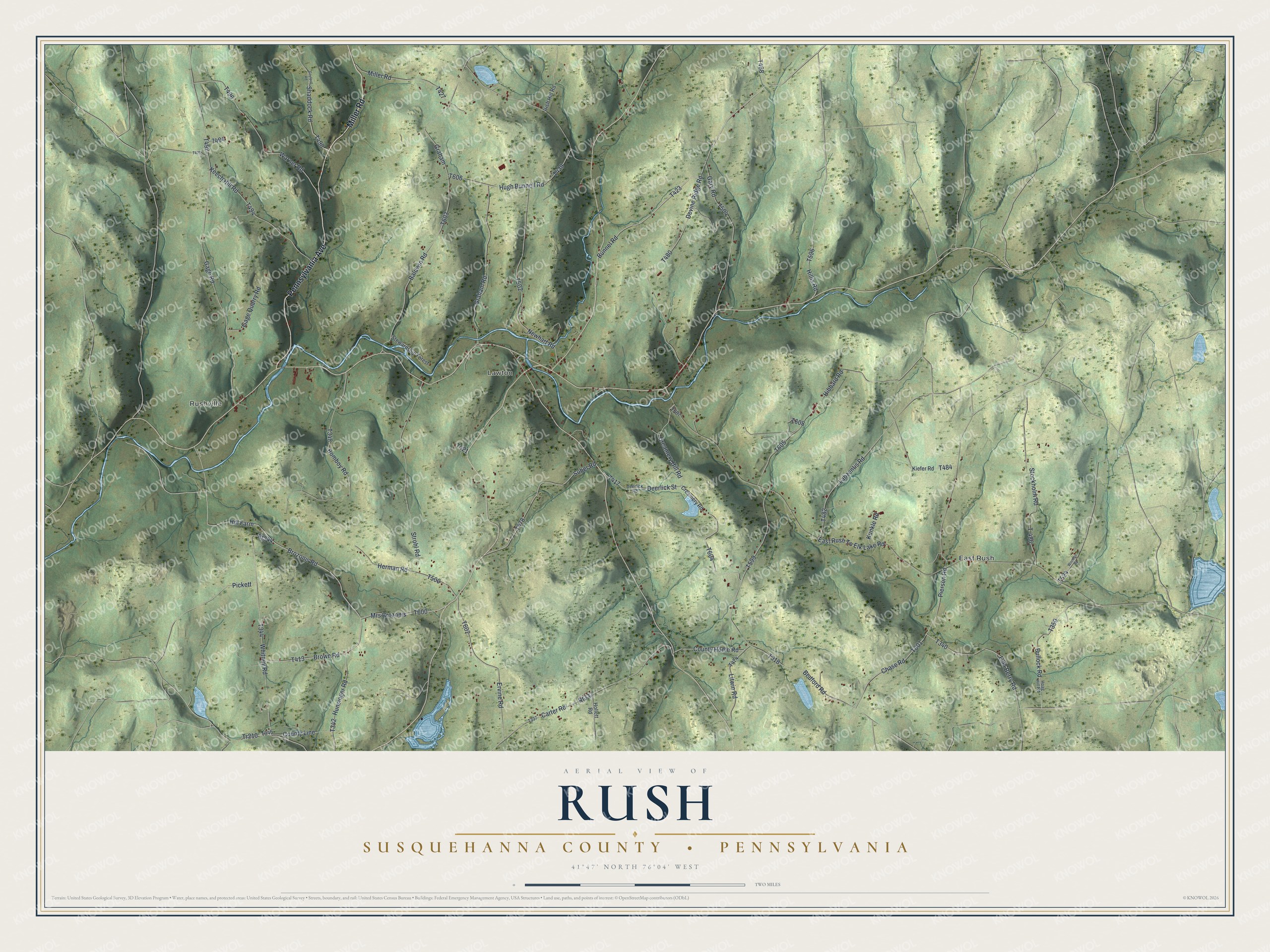 Watermarked full-map preview of Rush, Pennsylvania