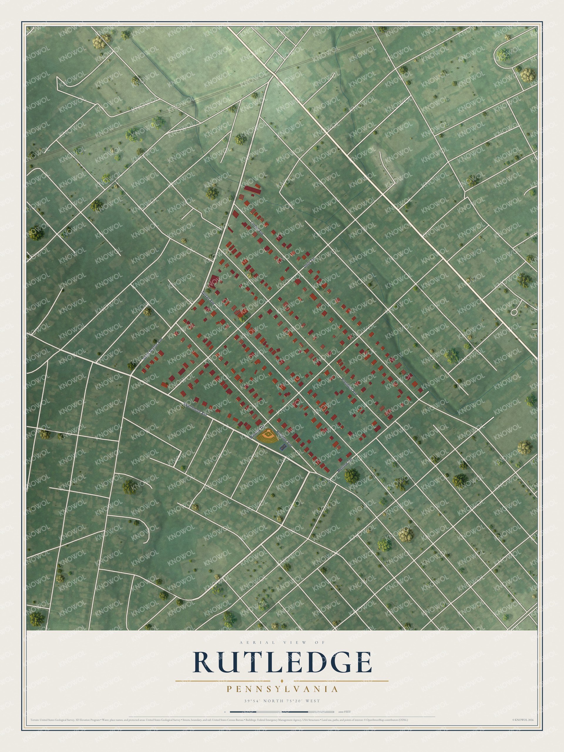 Watermarked full-map preview of Rutledge, Pennsylvania