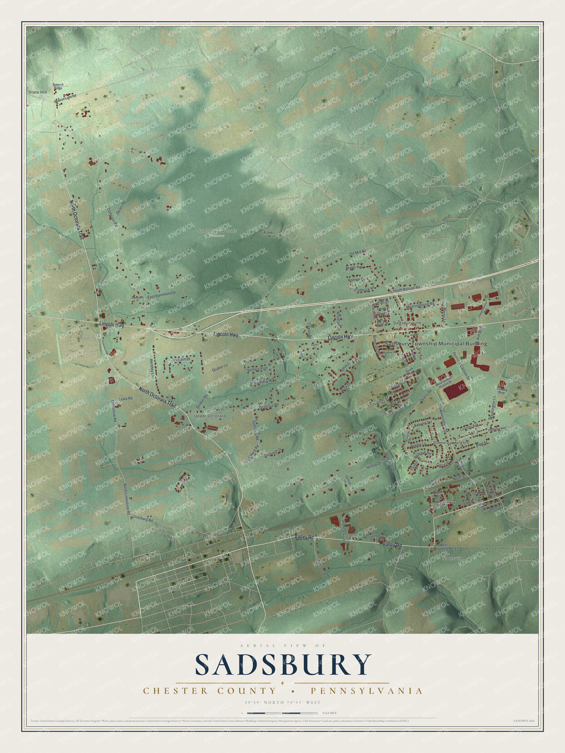 Watermarked full-map preview of Sadsbury, Pennsylvania