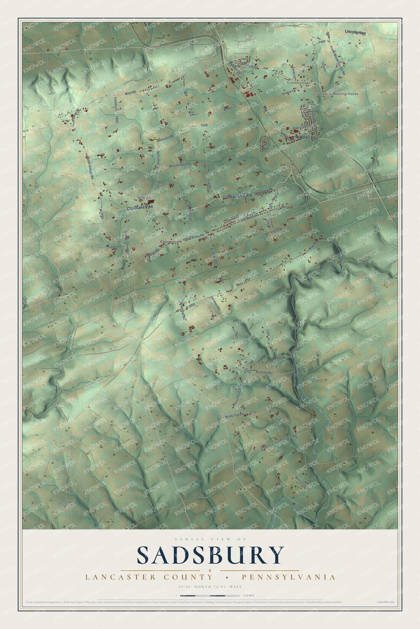 Watermarked full-map preview of Sadsbury, Pennsylvania