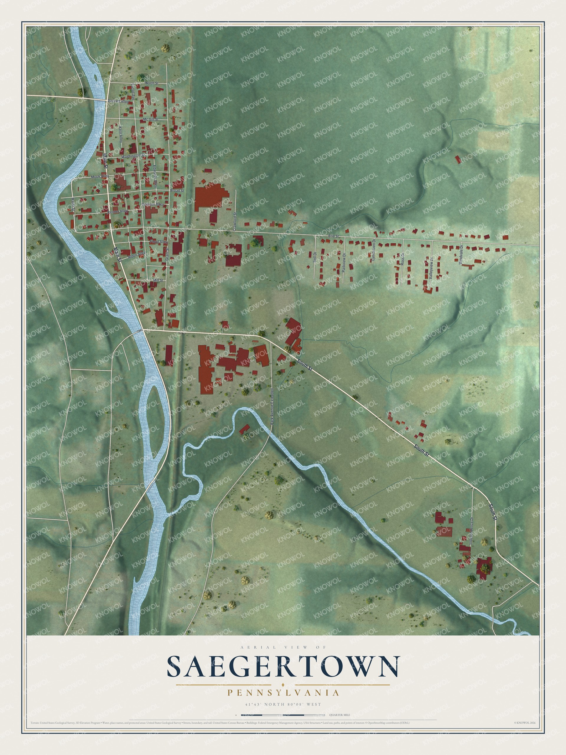 Watermarked full-map preview of Saegertown, Pennsylvania