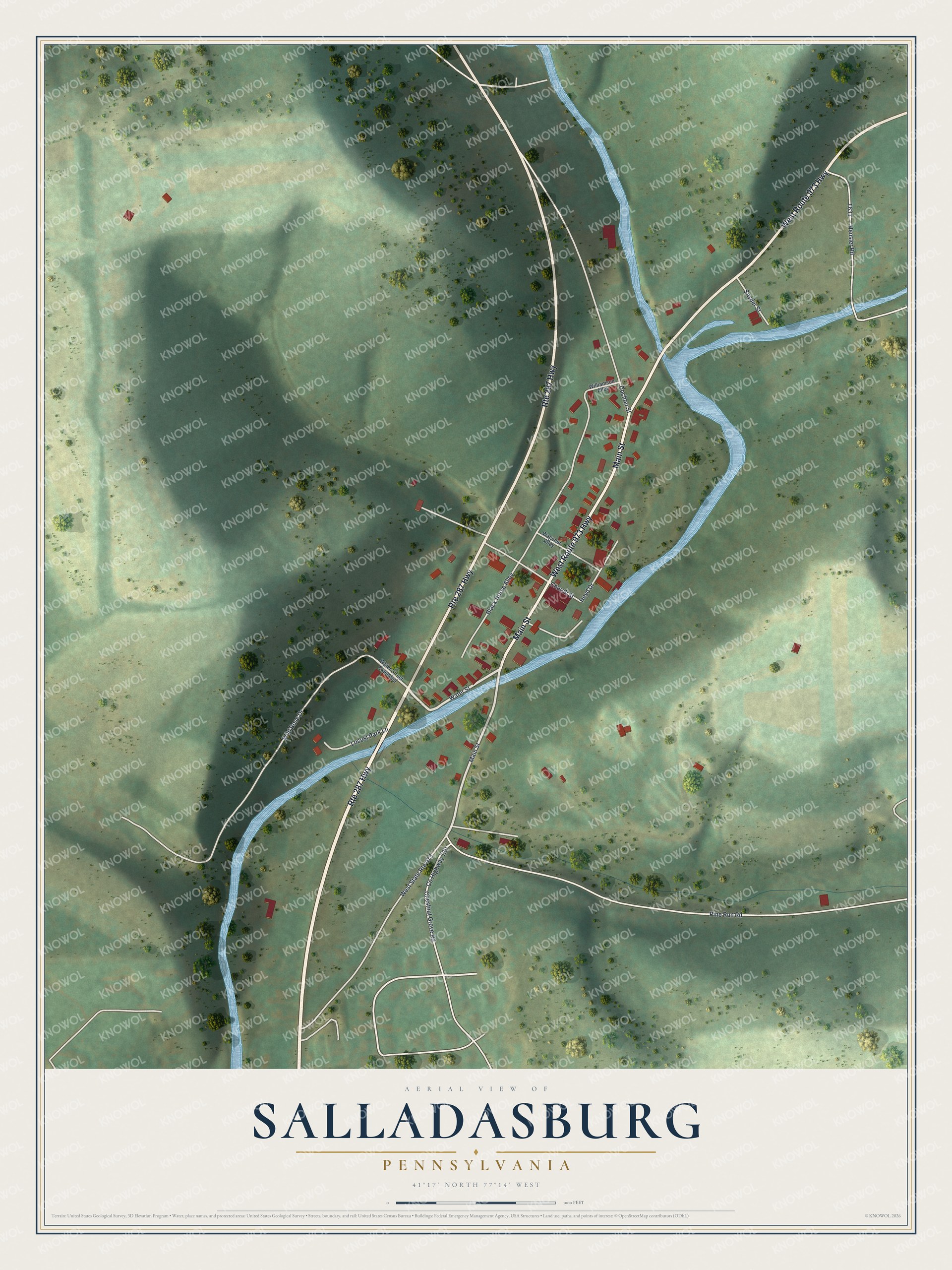Watermarked full-map preview of Salladasburg, Pennsylvania
