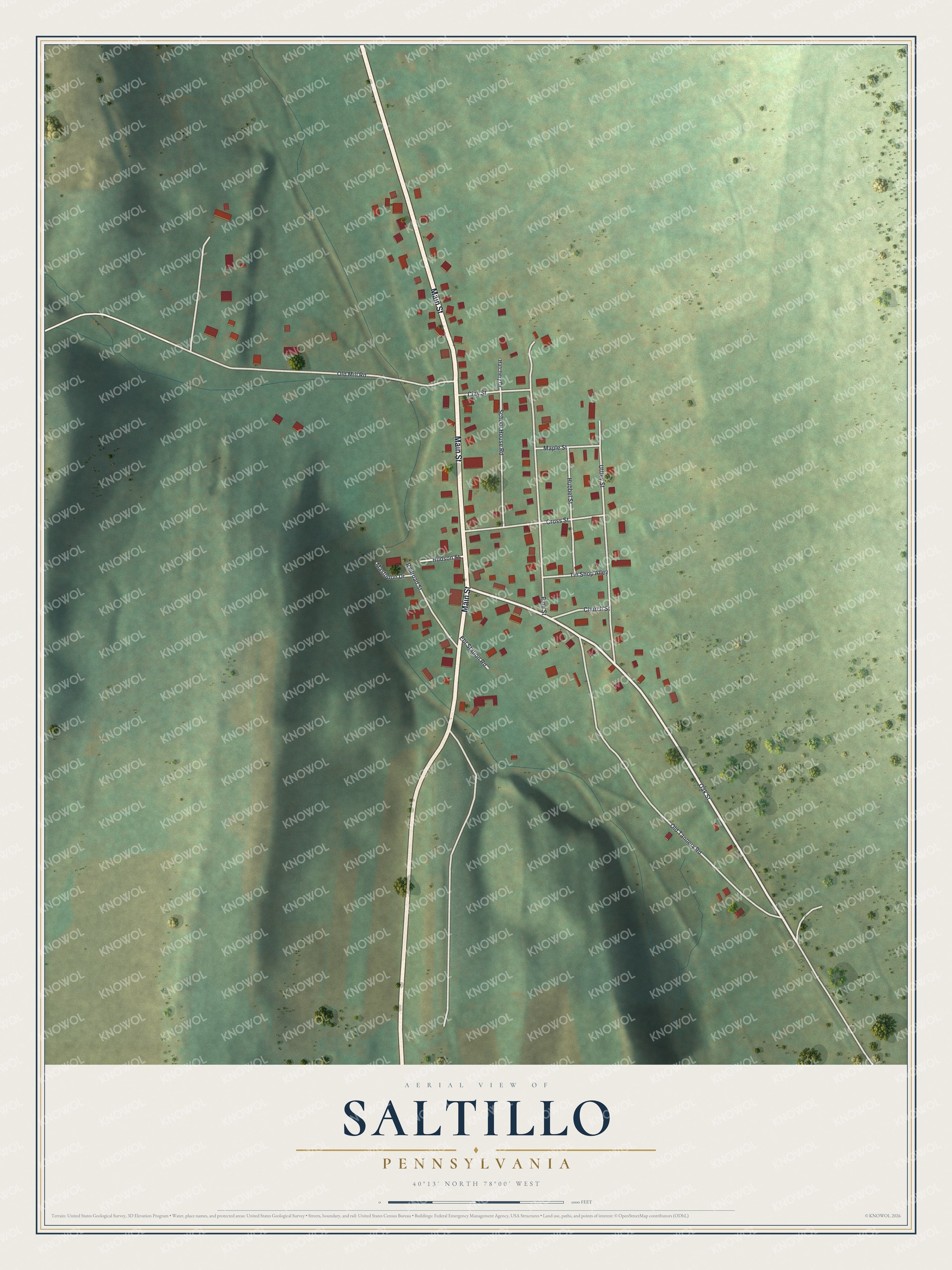 Watermarked full-map preview of Saltillo, Pennsylvania