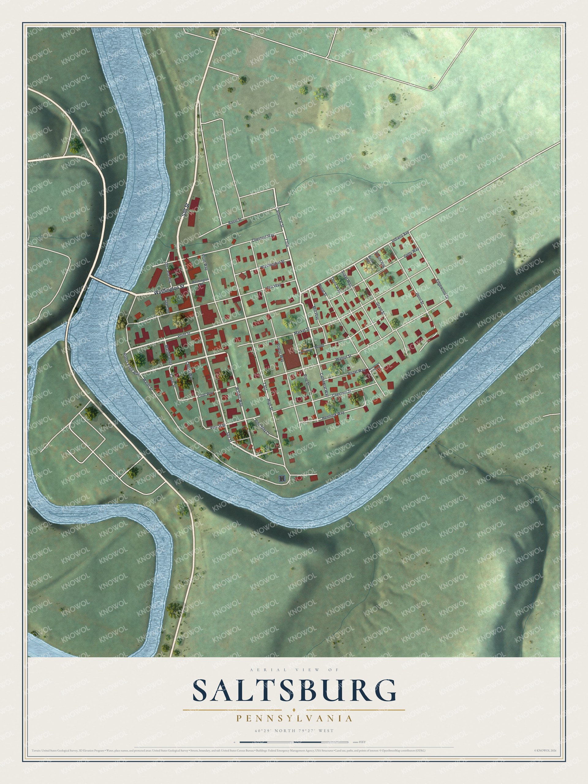 Watermarked full-map preview of Saltsburg, Pennsylvania