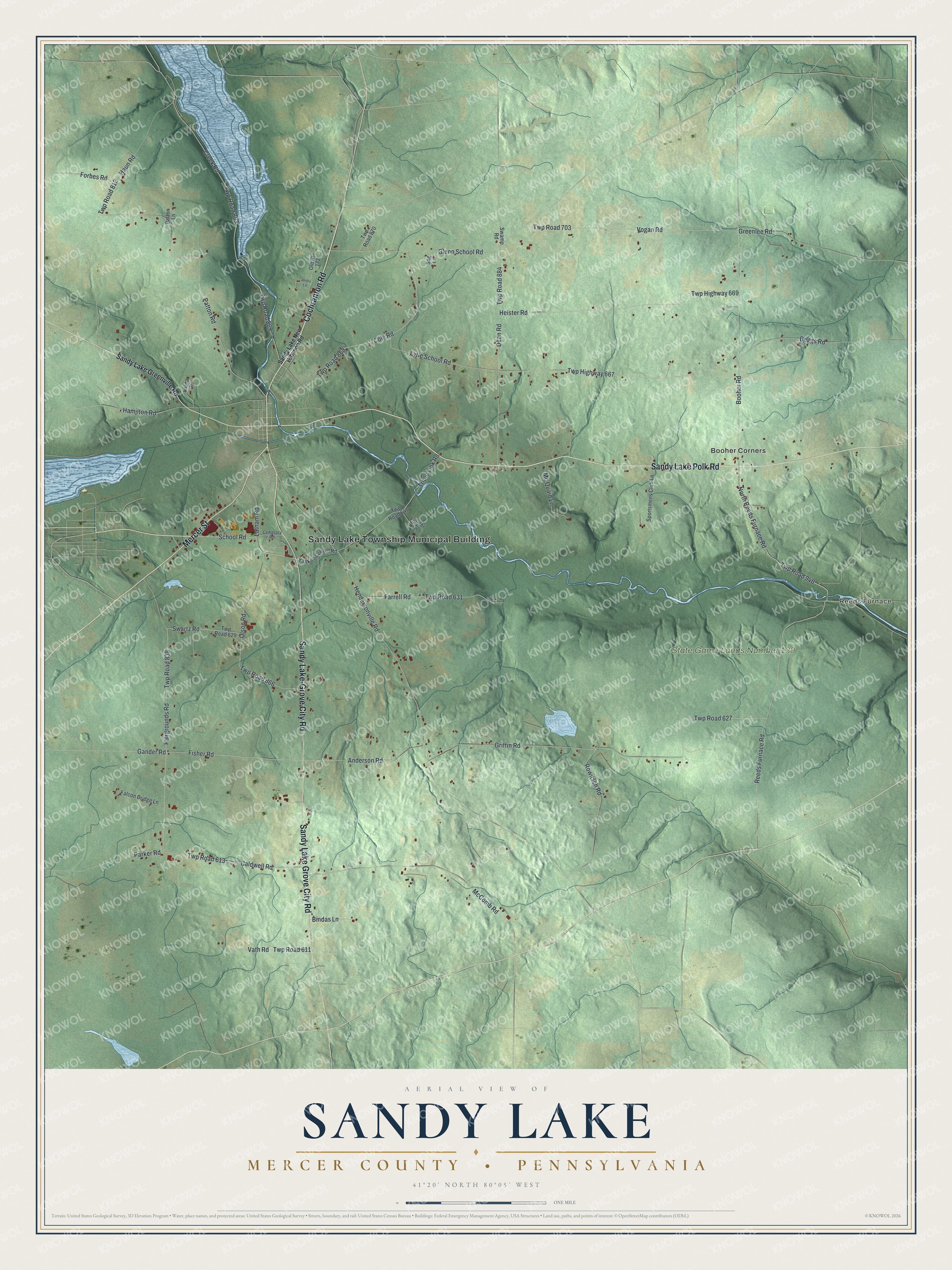 Watermarked full-map preview of Sandy Lake, Pennsylvania