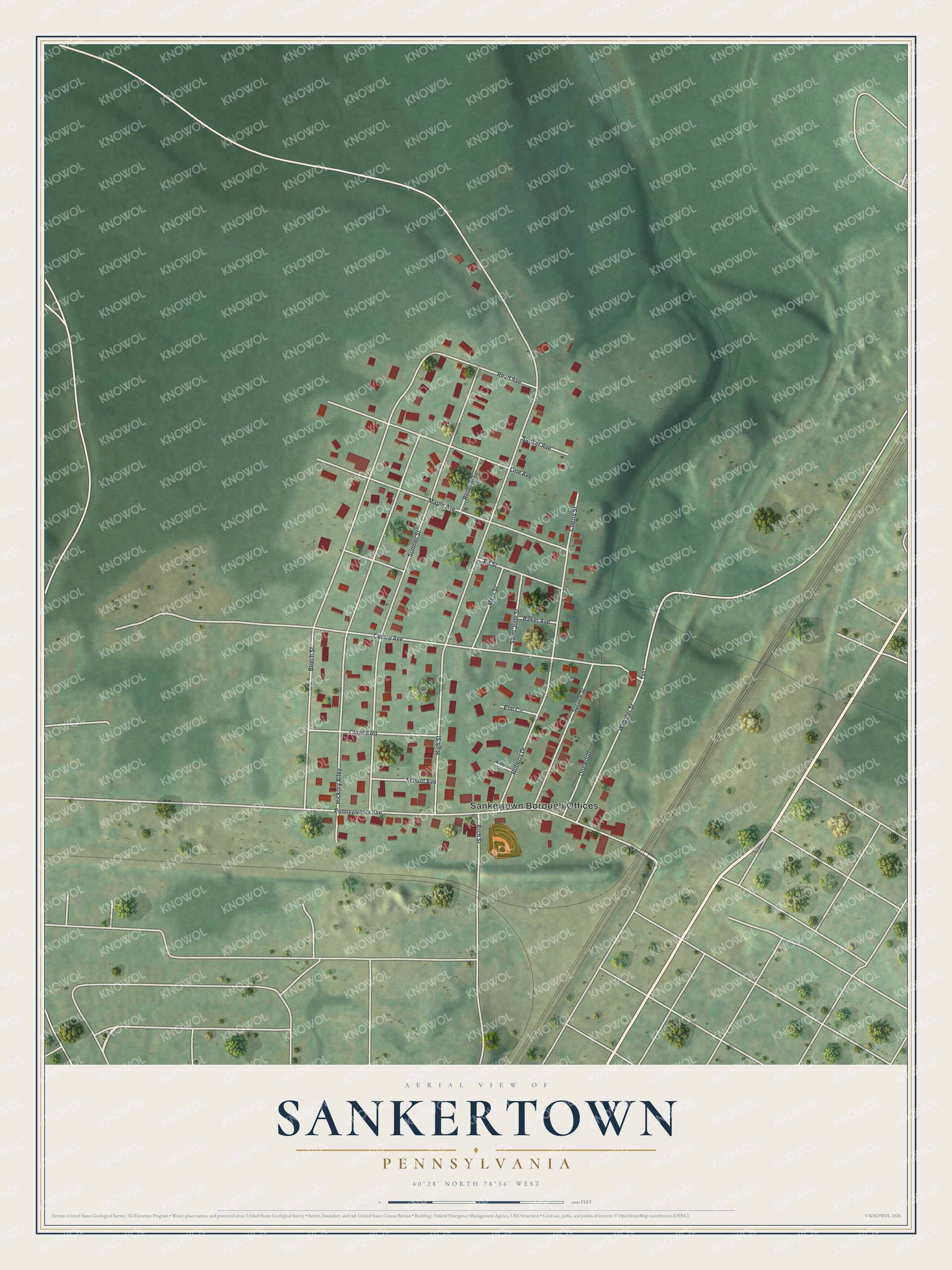 Watermarked full-map preview of Sankertown, Pennsylvania