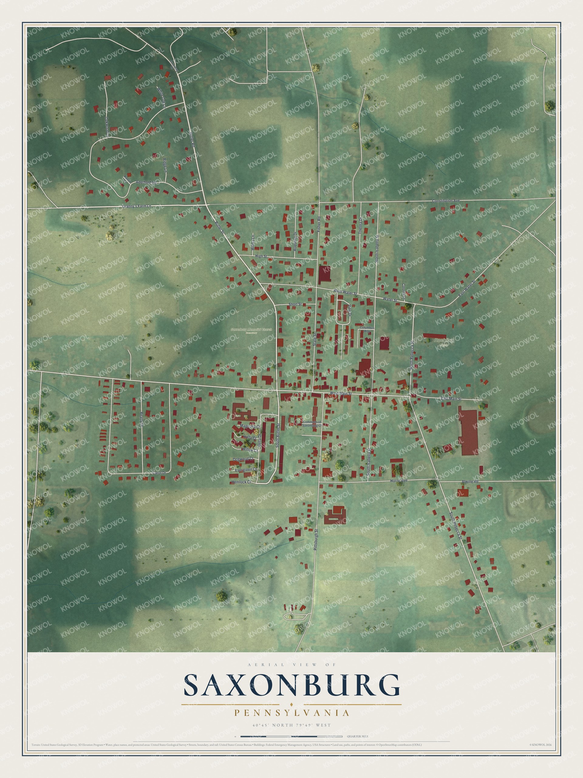 Watermarked full-map preview of Saxonburg, Pennsylvania